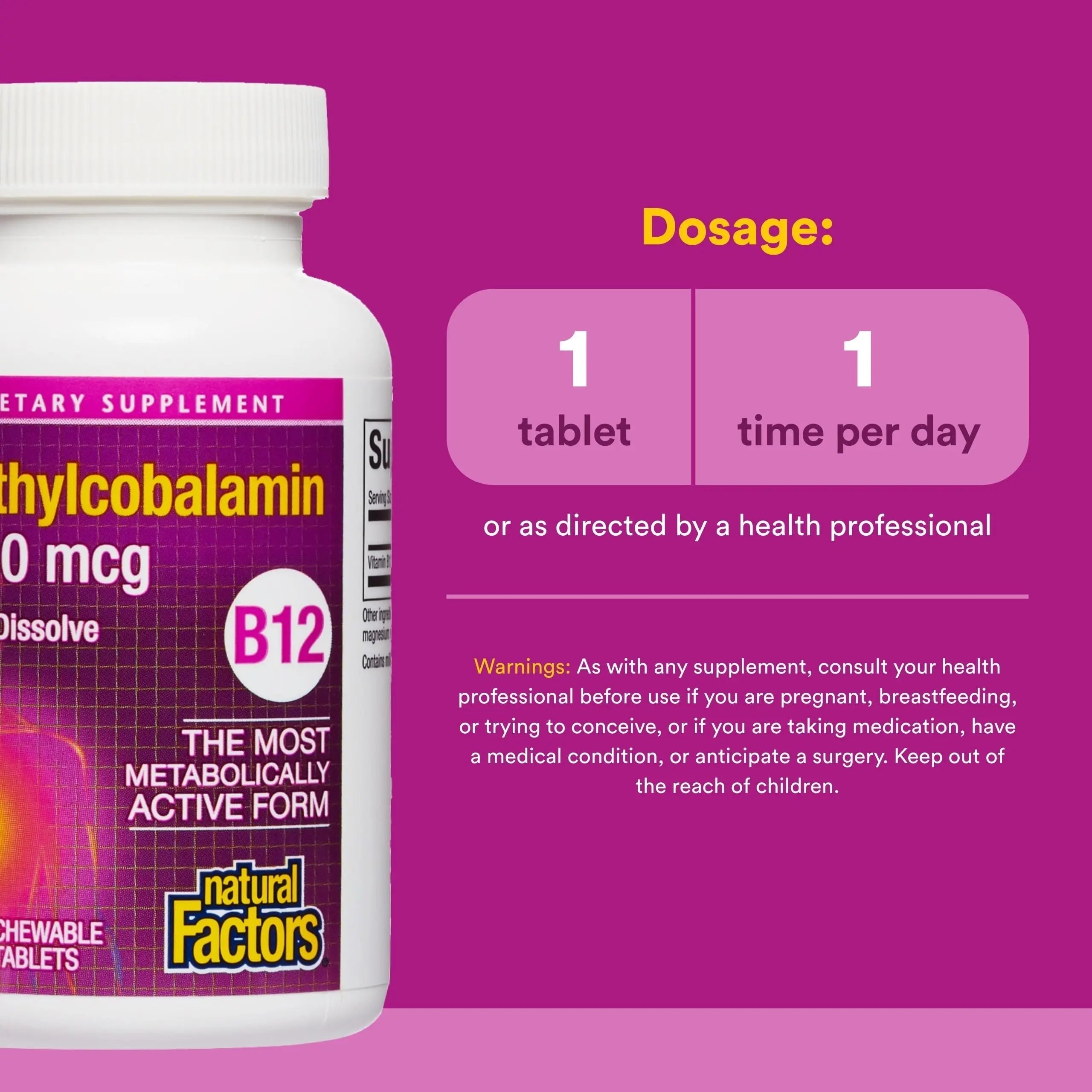Natural Factors Methylcobalamin 1,000 mcg - Vitamin B12 Supplement in Metabolically Active Form - Supplement Supports Cll Formation Natural Factors buy supplements canada