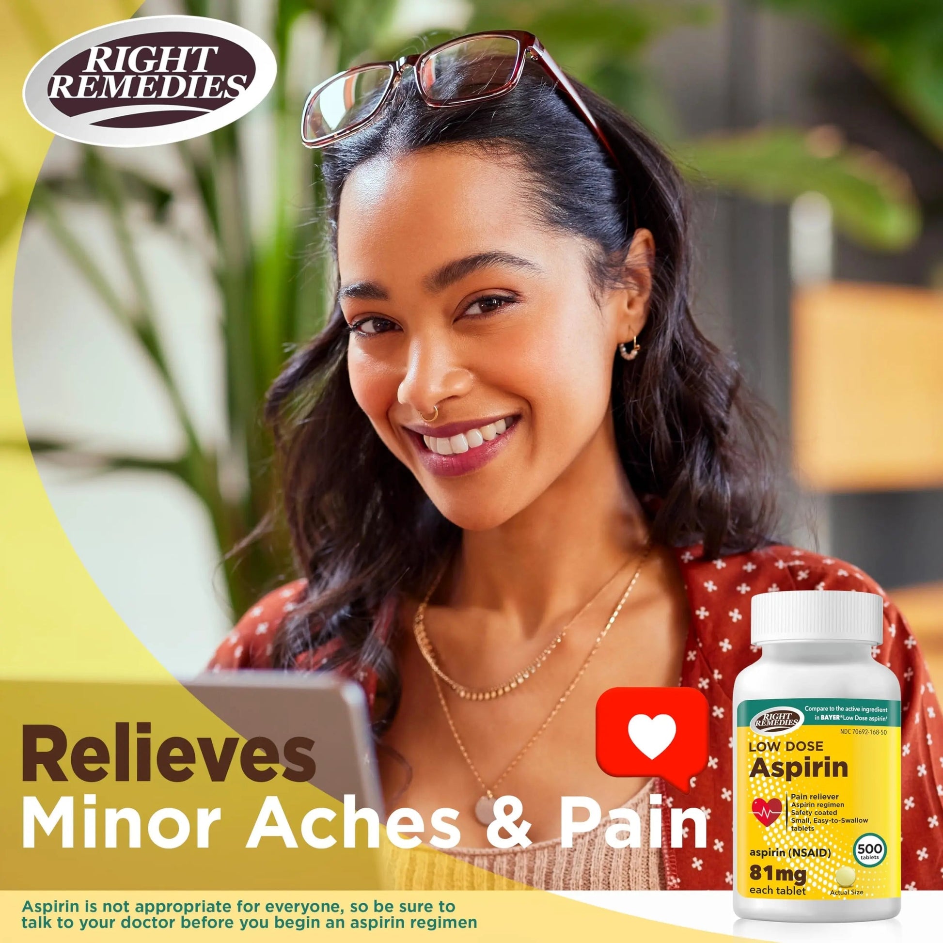 RIGHT REMEDIES Low Dose Aspirin 81mg, Enteric Coated Tablets, NSAID Pain Reliever & Fever Reducer for Adults, Compare to the Active Ingredient in Bayer® Low Dose Aspirin (500ct) RIGHT REMEDIES buy supplements canada