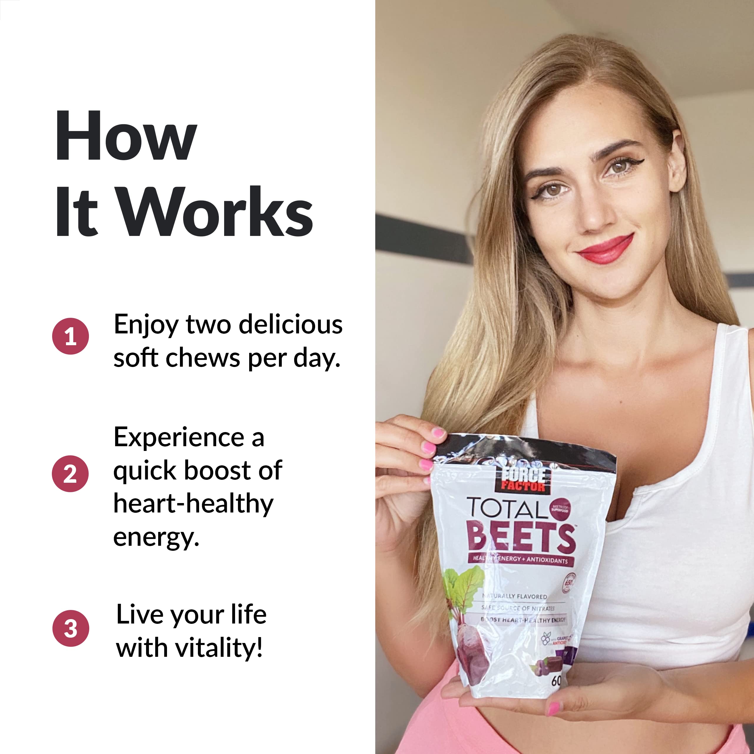Force Factor Total Beets Soft Chews with Beetroot, Nitrates, L-Citrulline, Grapeseed Extract Force Factor buy supplements canada