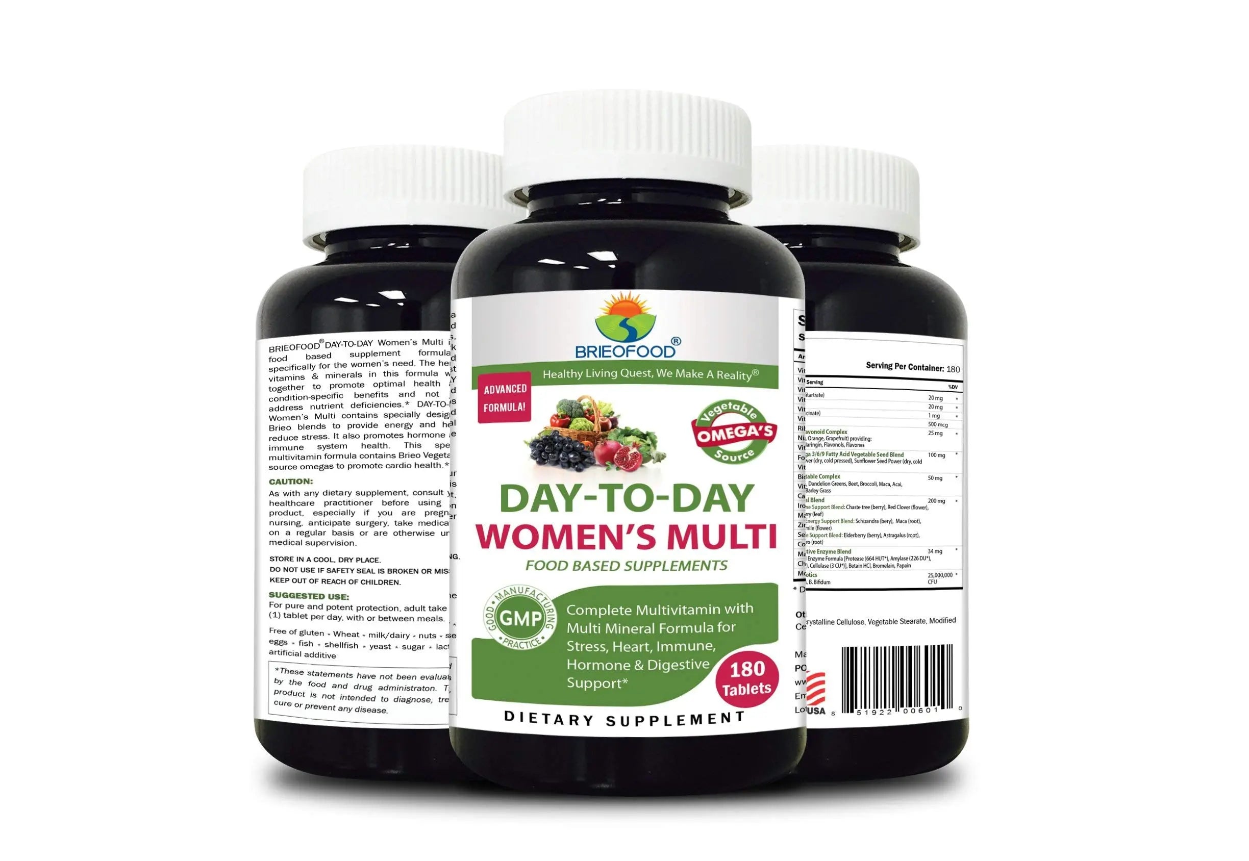 Briofood, Day-to-Day Food Based Women's Multi (180 Tablets) with Vegetable Source Omegas Brieofood buy supplements canada