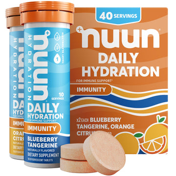 Nuun Immunity Electrolyte Tablets with Vitamin D, C, E, & A, Ginger, Elderberry, Magnesium & 4 Other Essential Electrolytes, Vegan, Blueberry Tangerine & Orange Citrus, 4 Pack (40 Servings Total) Nuun buy supplements canada