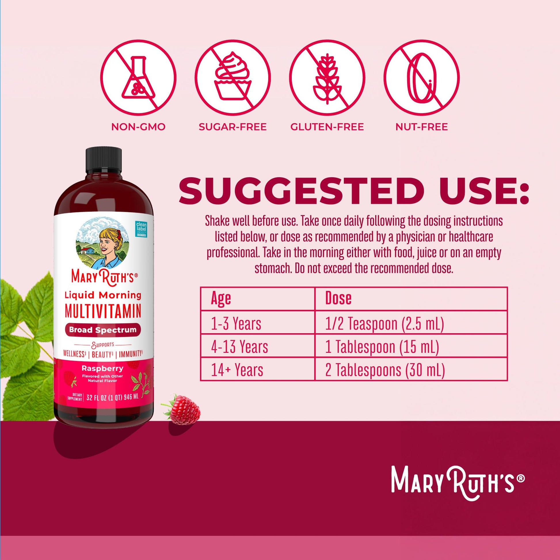MARYRUTH'S Liquid Morning Multivitamin for Women, Men & Kids | Vitamin A C D E B6 B12 Biotin Zinc | Beauty | Vegan | Non-GMO | Gluten Free | 32 Servings MARYRUTH'S buy supplements canada