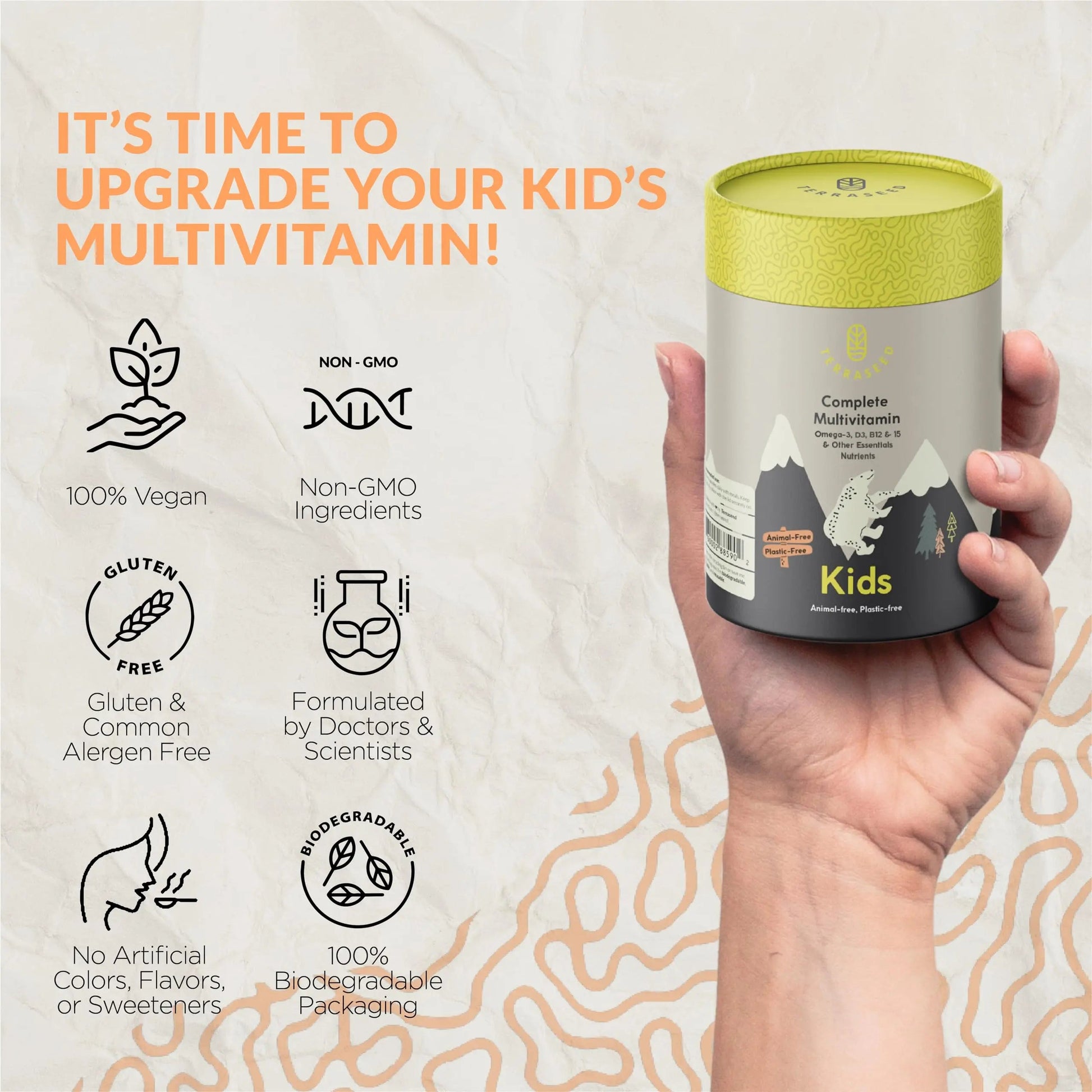 Terraseed Complete Kids Multivitamin Gummies - with Omega 3,6,9, Vitamin B12, Folic Acid, Iodine, Vitamin C, Zinc - Kids Daily Essential Vitamins Terraseed buy supplements canada