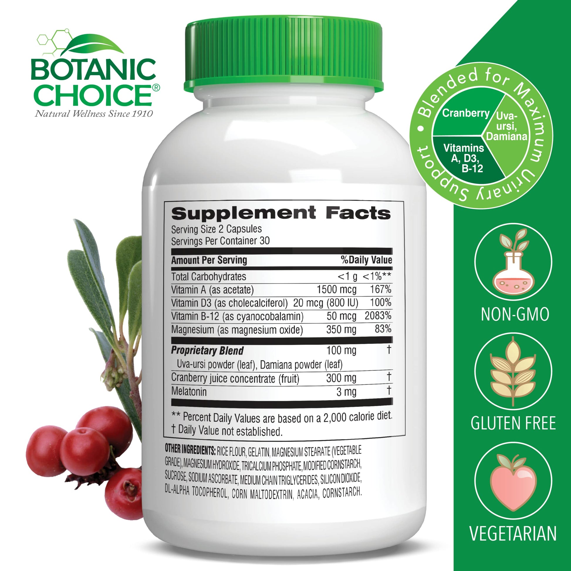 Botanic Choice Pro-Advanced Urinary Formula-Blend for Urinary Tract Health Support - Magnesium Cranberry Uva Ursi Damiana - 60 Capsules Botanic Choice buy supplements canada