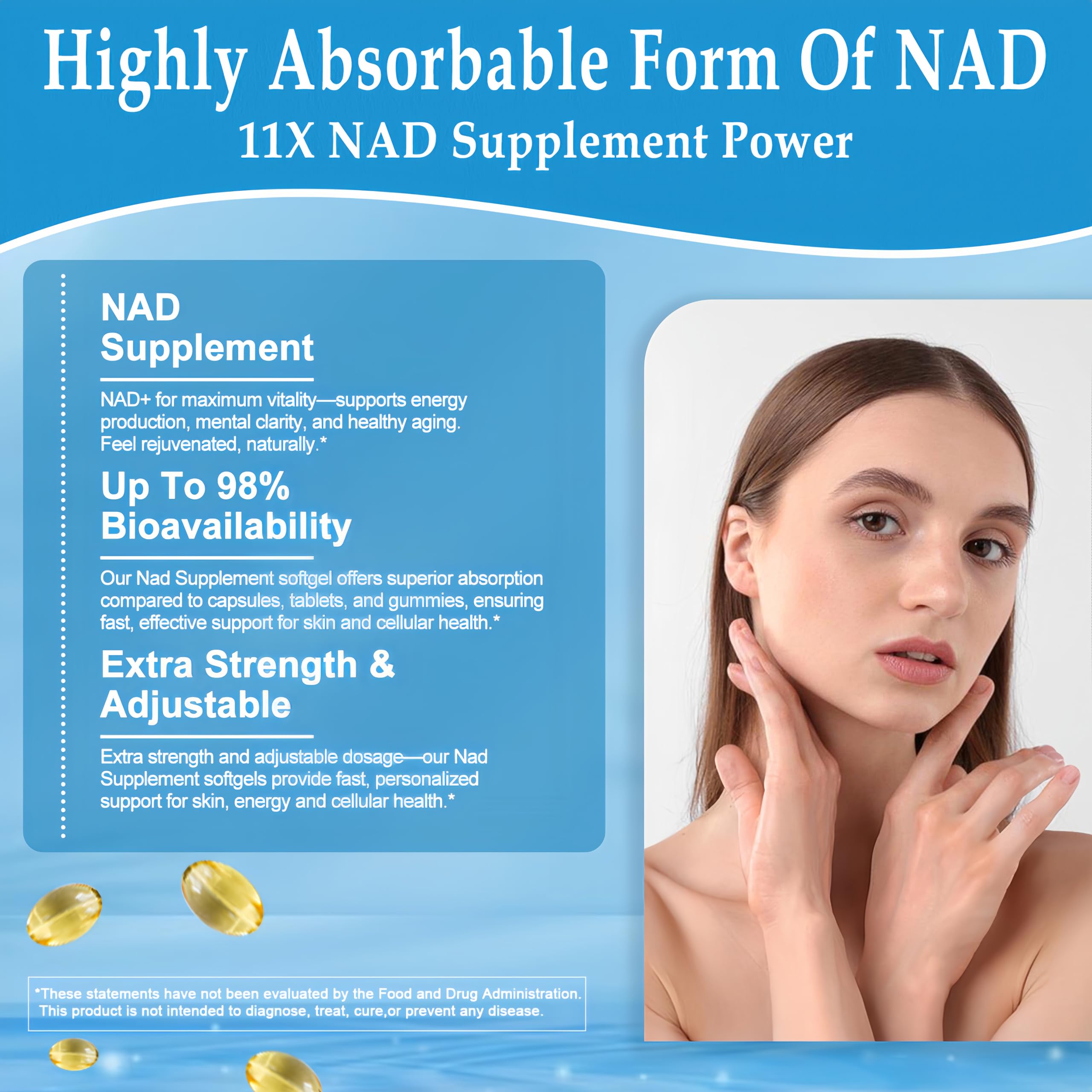 JINGYAT 11-in-1 NAD Supplement with Resveratrol, CoQ10, Quercetin, Collagen, Grape Seed for Cellular Energy, Mental Focus & Antioxidant Support - NAD Supplement for Women & Men, 120 Soft Capsules JINGYAT buy supplements canada