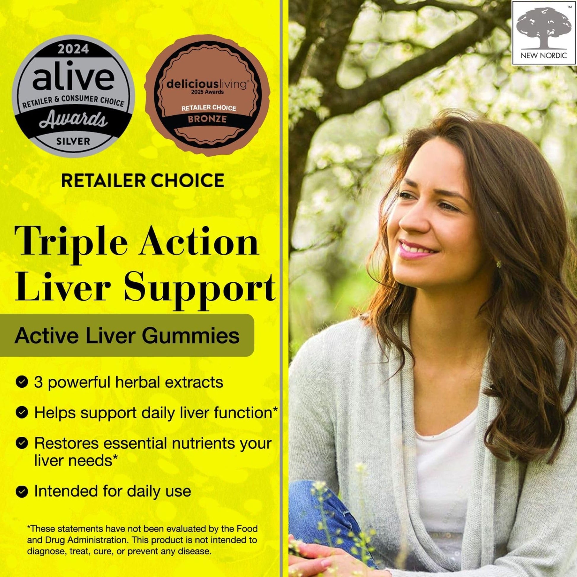 NEW NORDIC Active Liver Gummies, Milk Thistle, Artichoke & Turmeric Supplement, Natural Peach Mango Flavor, Sugar Free & Vegan, 60 Count (Pack of 1) NEW NORDIC buy supplements canada