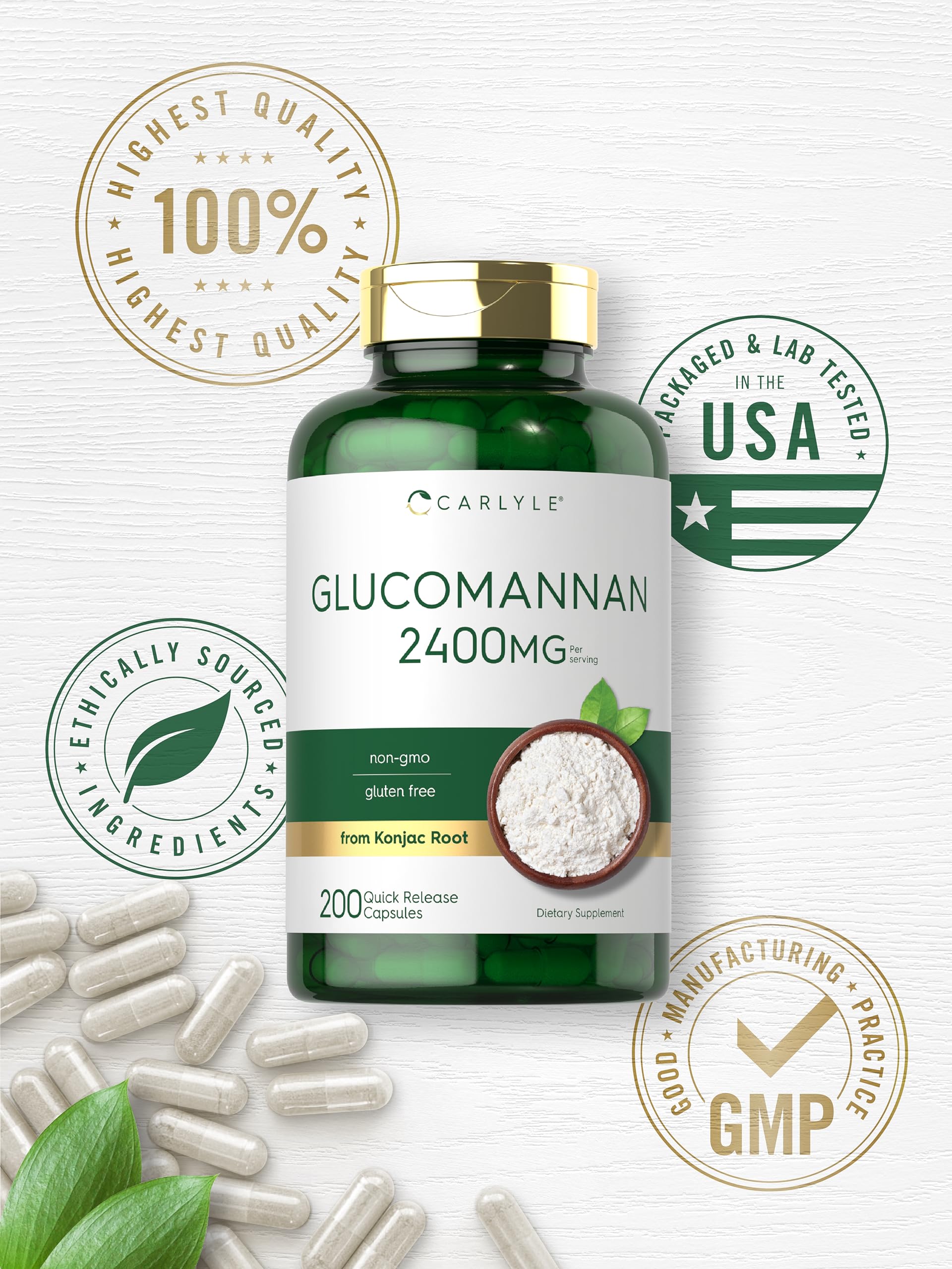 Carlyle Glucomannan Capsules | 200 Count | Soluble Fiber Pills | Non-GMO Carlyle buy supplements canada