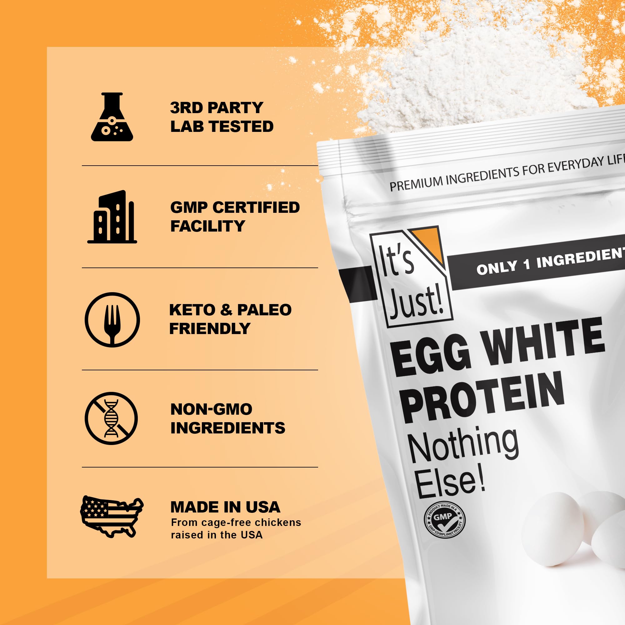 It's Just! - Egg White Protein Powder, Made in USA from Cage-Free Eggs, Dried Egg Whites (Unflavored, 8oz) It's Just! buy supplements canada