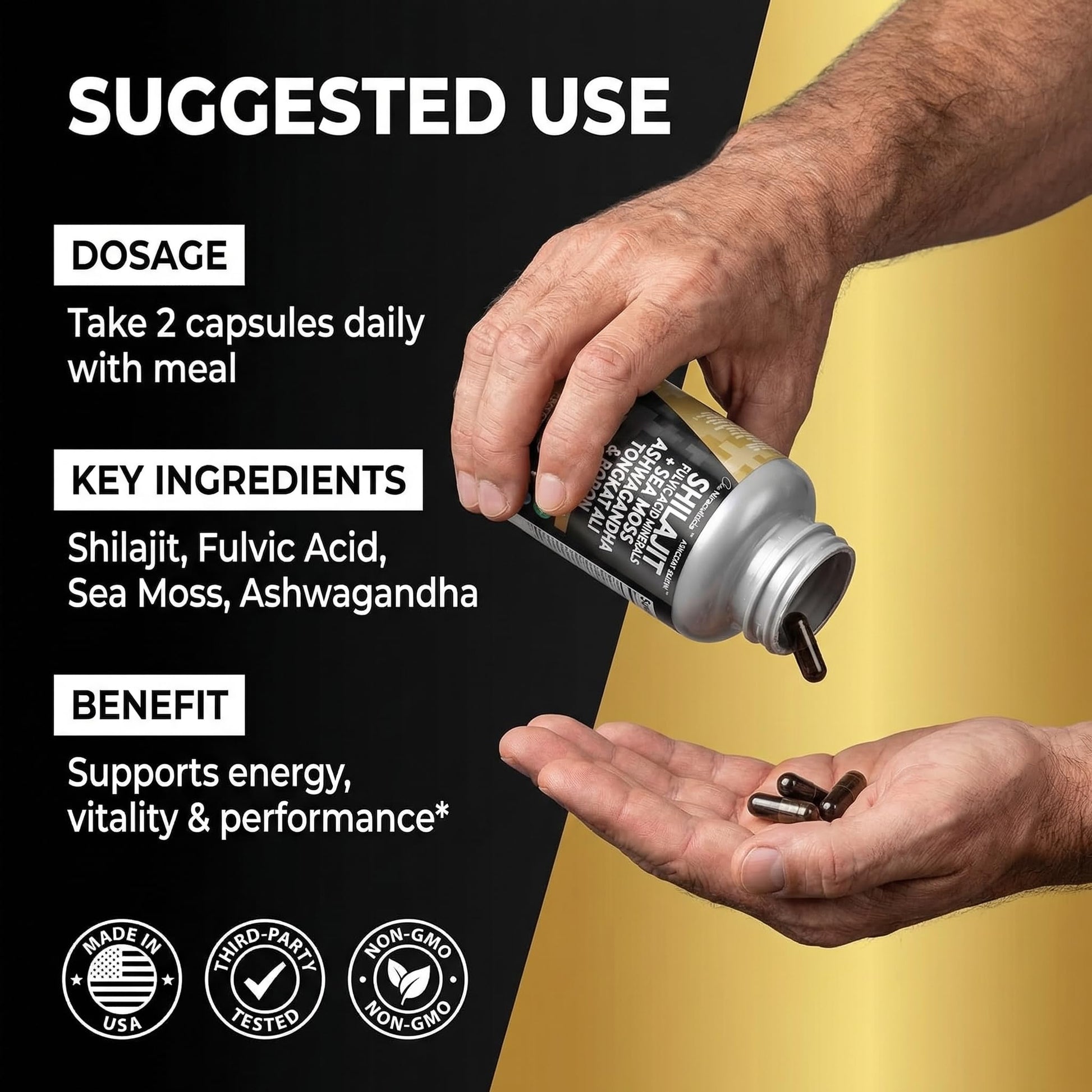 Clean Nutraceuticals Shilajit Supplement for Men with Sea Moss, Tongkat Ali, Ashwagandha, Boron, Zinc, CoQ10, PQQ - Fulvic Acid Capsules - Energy Support - 90 Count - Resin, Gummy & Powder Alternative Clean Nutraceuticals buy supplements canada