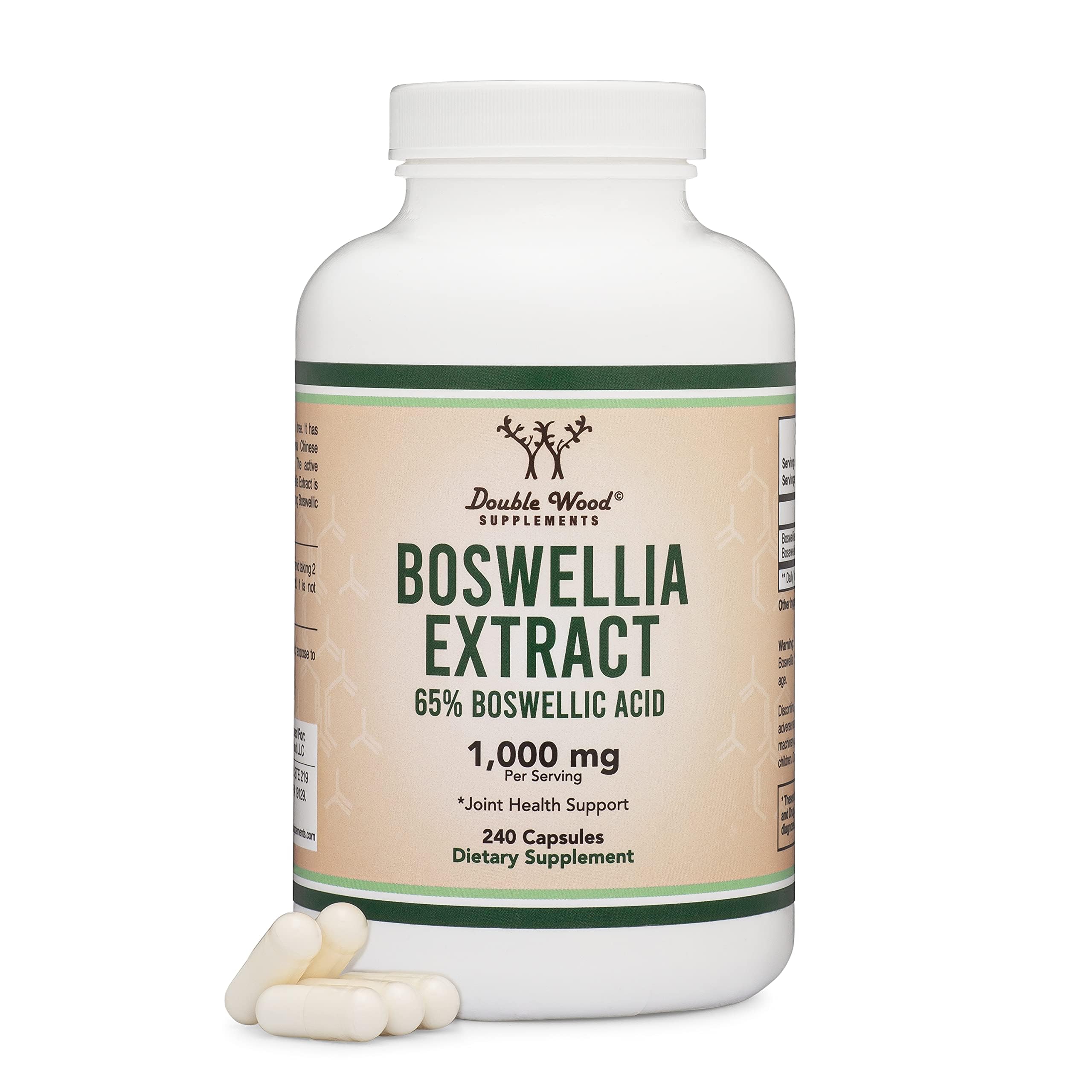 Boswellia Serrata - 240 Capsules (Max Strength 1,000mg of 65% Boswellic Acid Extract) Boswellia Extract Capsules (Joint Support Supplement for Joint Health) Third Party Tested by Double Wood Double Wood Supplements buy supplements canada