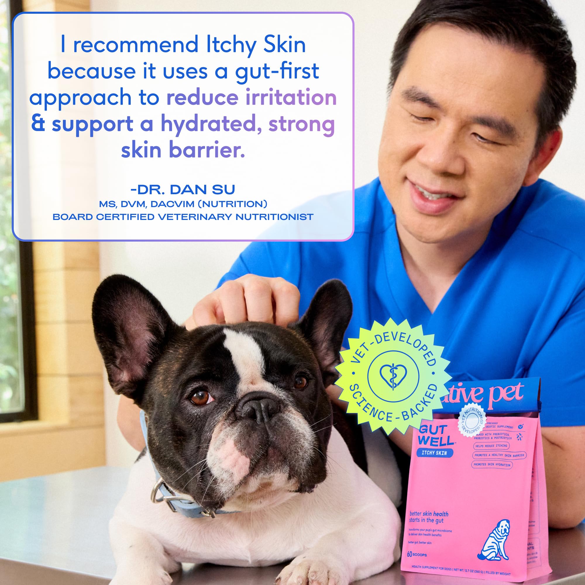 GutWell Itchy Skin - Dog Itching Skin Relief & Seasonal Allergy Itch Relief for Dogs - Promotes Skin Hydration, Elasticity & Healthy Barrier with Triple-biotic Blend, Zinc, & Vitamin E - 60 Scoops Native Pet buy supplements canada