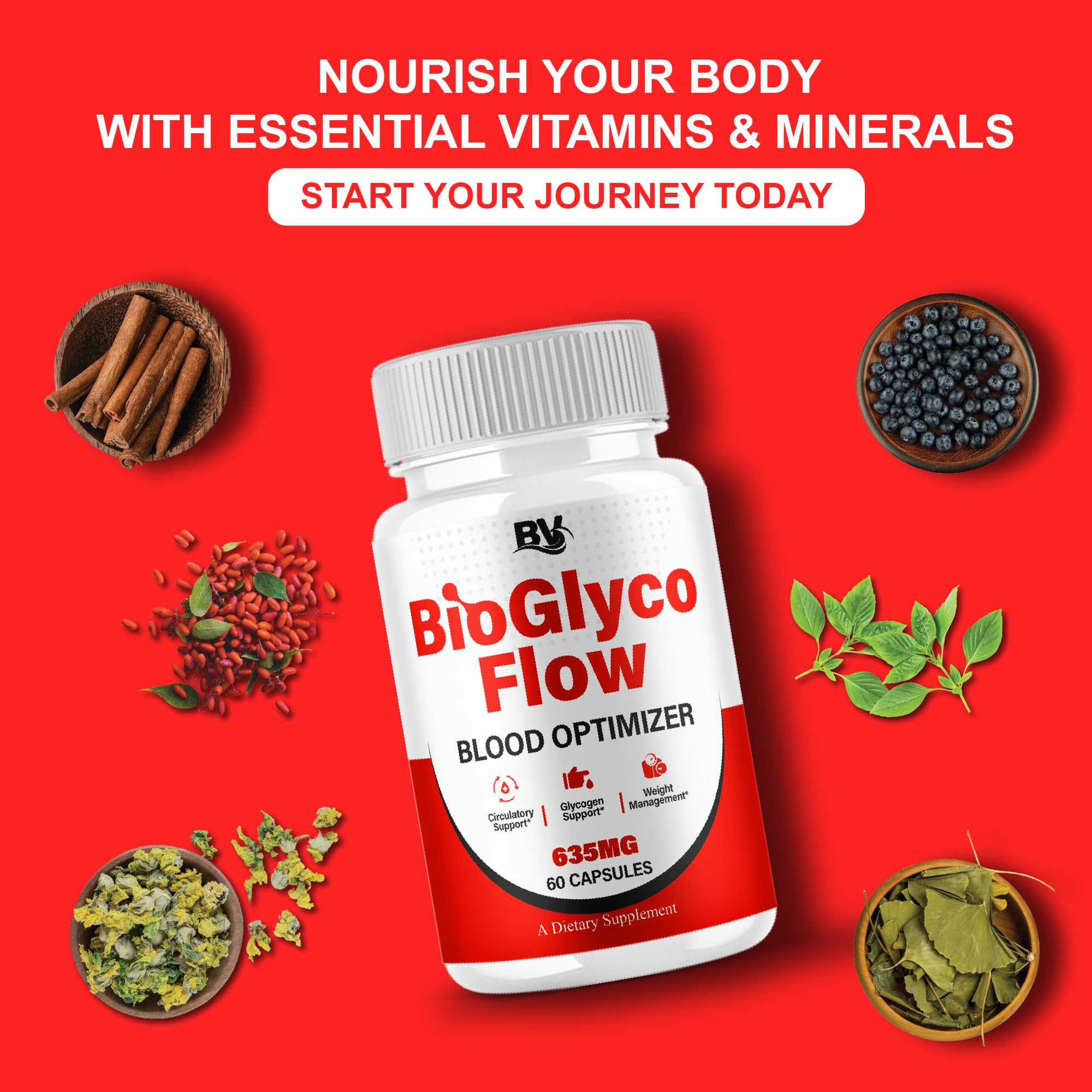 BioGlyco Flow Advanced Daily Multivitamin Health Support and All Natural Wellness Supplement Formula, BioGlyco Flow Premium Health and Wellness Support Formula Supplement (1 Pack - 60 Capsules) BLUE VIBE buy supplements canada