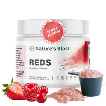 NATURES BLAST Reds - Metabolism and Energy Superfood Powder with 23 Red Fruits, 4 Adaptogens, Probiotics & Enzymes - Vegan Antioxidant Blend, 1 Bottle NATURES BLAST buy supplements canada