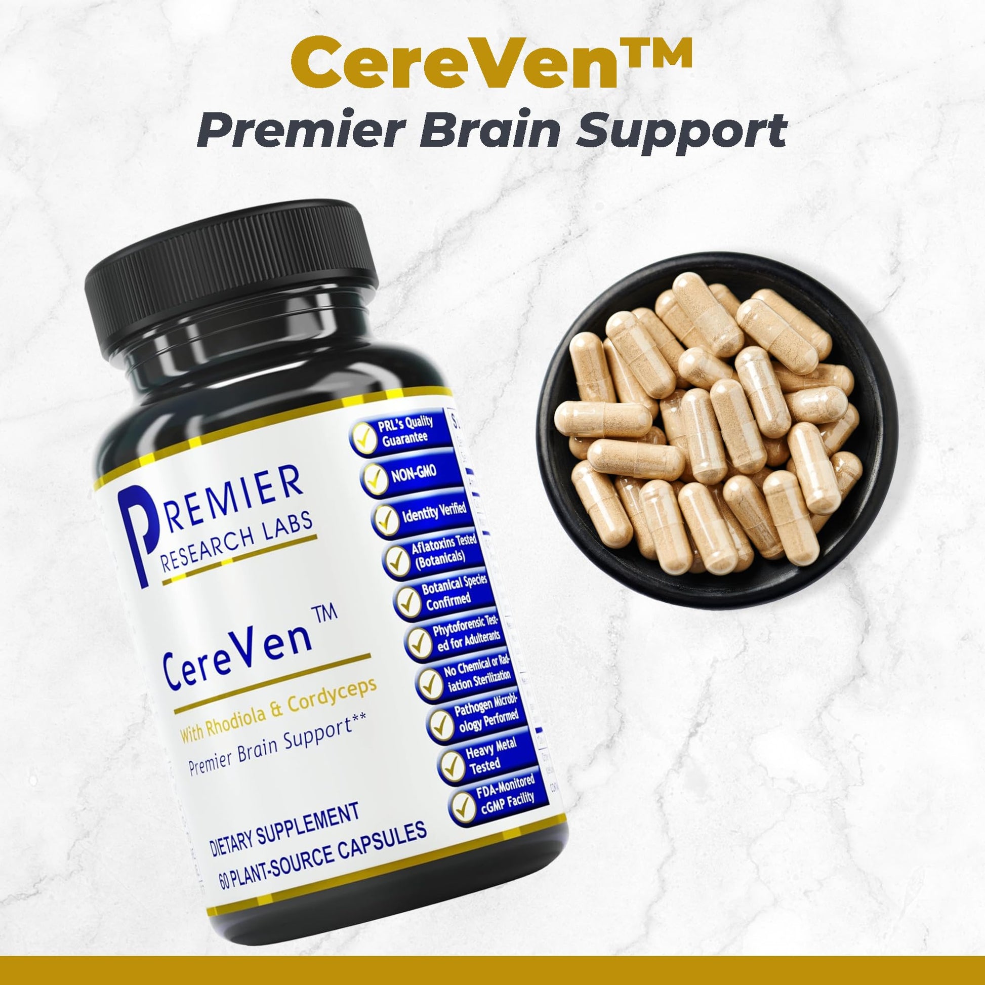 Premier Research Labs CereVen - Herbal Brain Supplement for Memory & Focus Featuring Rhodiola Rosea, Rhodiola Rosea Supplement for Brain Health Support - 60 Vegetarian Capsules Premier Research Labs buy supplements canada