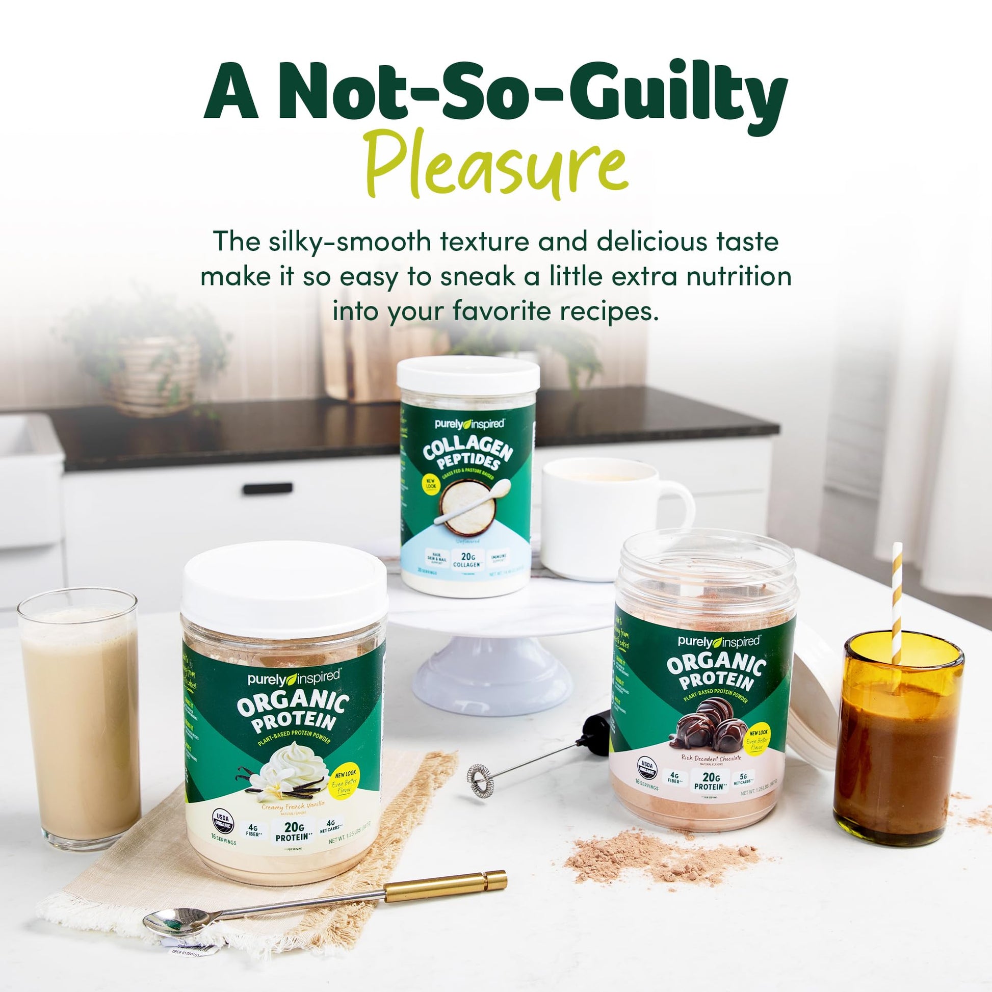 Purely Inspired Plant-Based Protein Powder for Men & Women, Rich Decadent Chocolate (16 Servings) - Vegan & Organic - 20g of Pea Protein Powder for Smoothies & Shakes Purely Inspired buy supplements canada