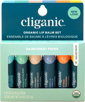 Cliganic Organic Lip Balm Set (6 Flavors) - 100% Natural Hydrating, Moisturizing for Dry Cracked Lips, Stocking Stuffer Gift for Men & Women Cliganic buy supplements canada
