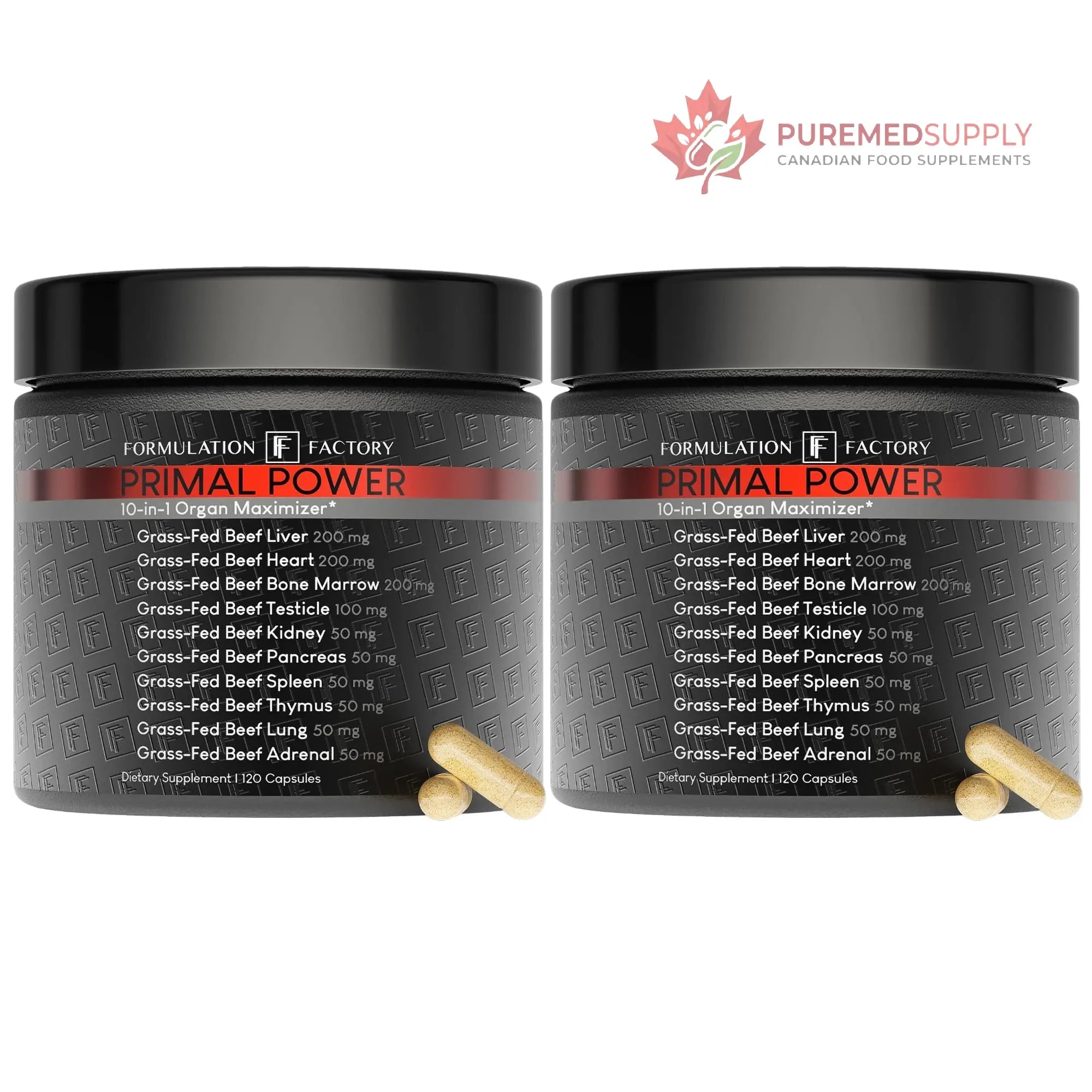 Formulation Factory Primal Power 10-in-1 Grass-Fed Organ Supplement with Beef Liver, Heart, Marrow, Testicle, Kidney, Supports Vitality, Hormones, Energy, Immunity (4 Month Supply, 240 Capsules) Formulation Factory buy supplements canada