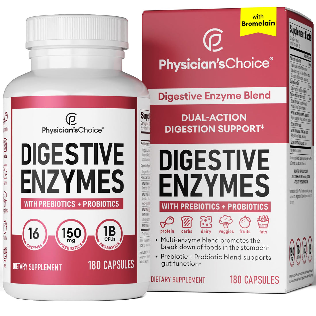 Physician's CHOICE Digestive Enzymes - Multi Enzymes, Bromelain, Organic Prebiotics Physician's CHOICE buy supplements canada