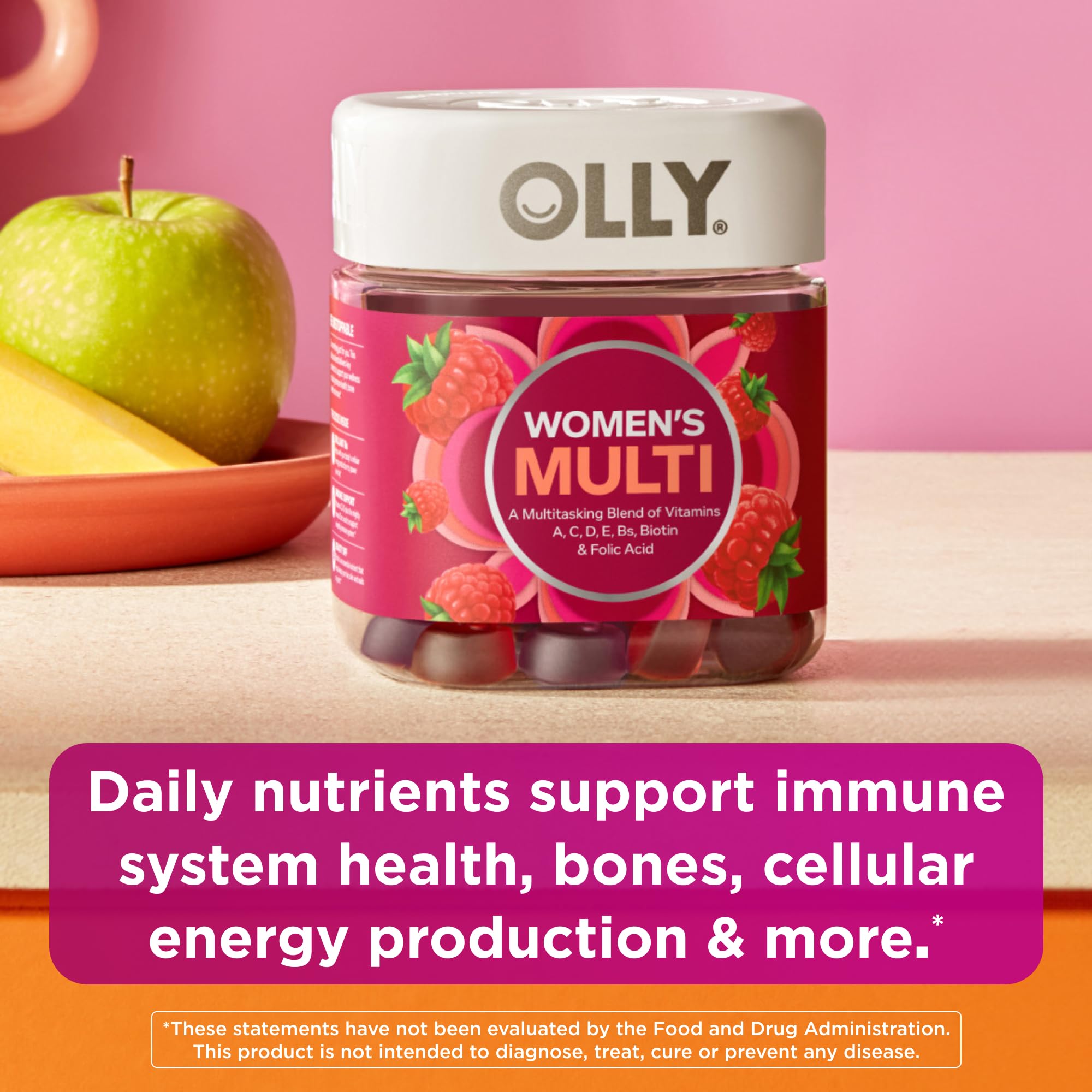 OLLY Women's Multivitamin Gummy, Vitamins A, D, C, E, Biotin, Folic Acid, Adult Chewable Vitamin, Berry Flavor OLLY buy supplements canada