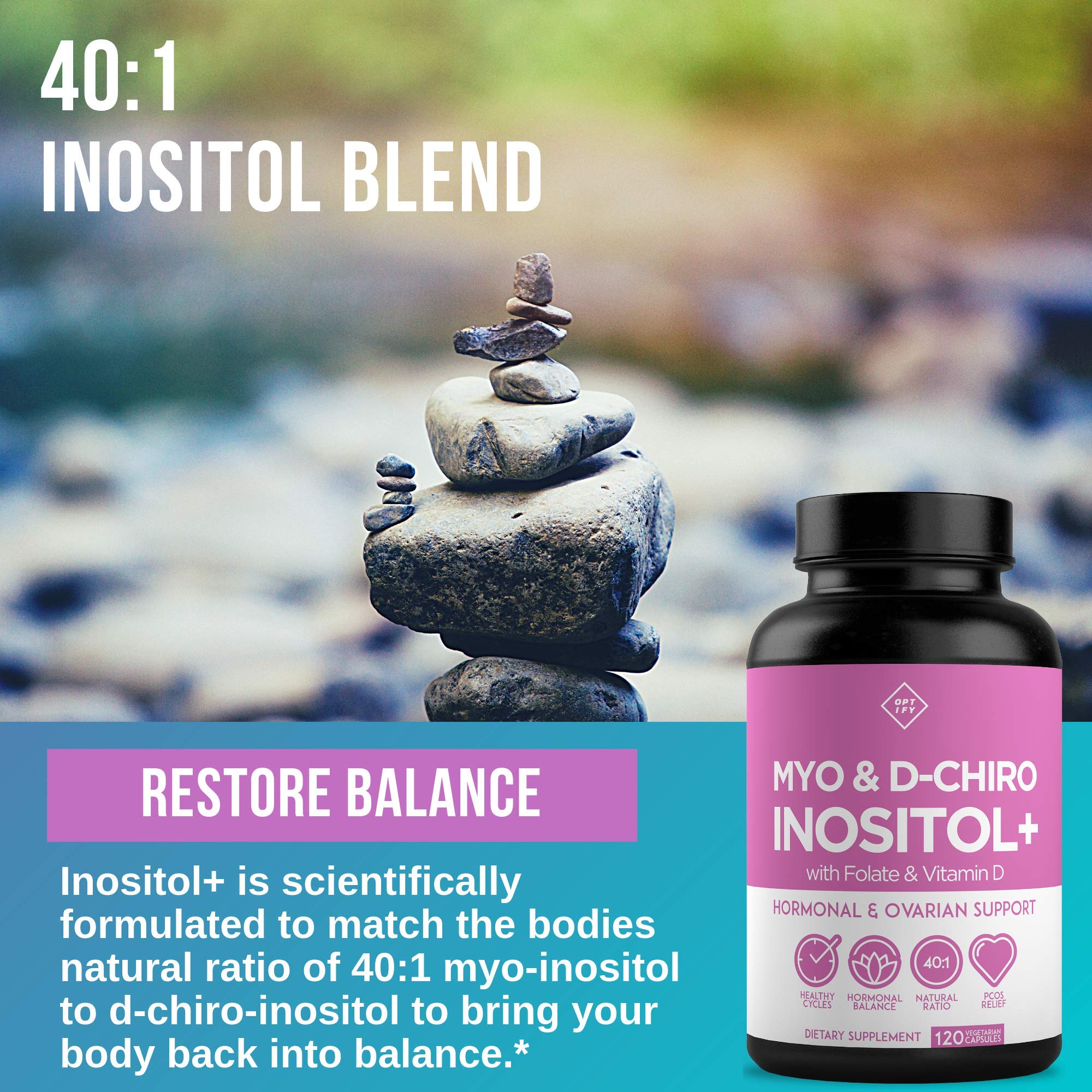 Premium Inositol Supplement - Myo-Inositol and D-Chiro Inositol Plus Folate and Vitamin Optify buy supplements canada