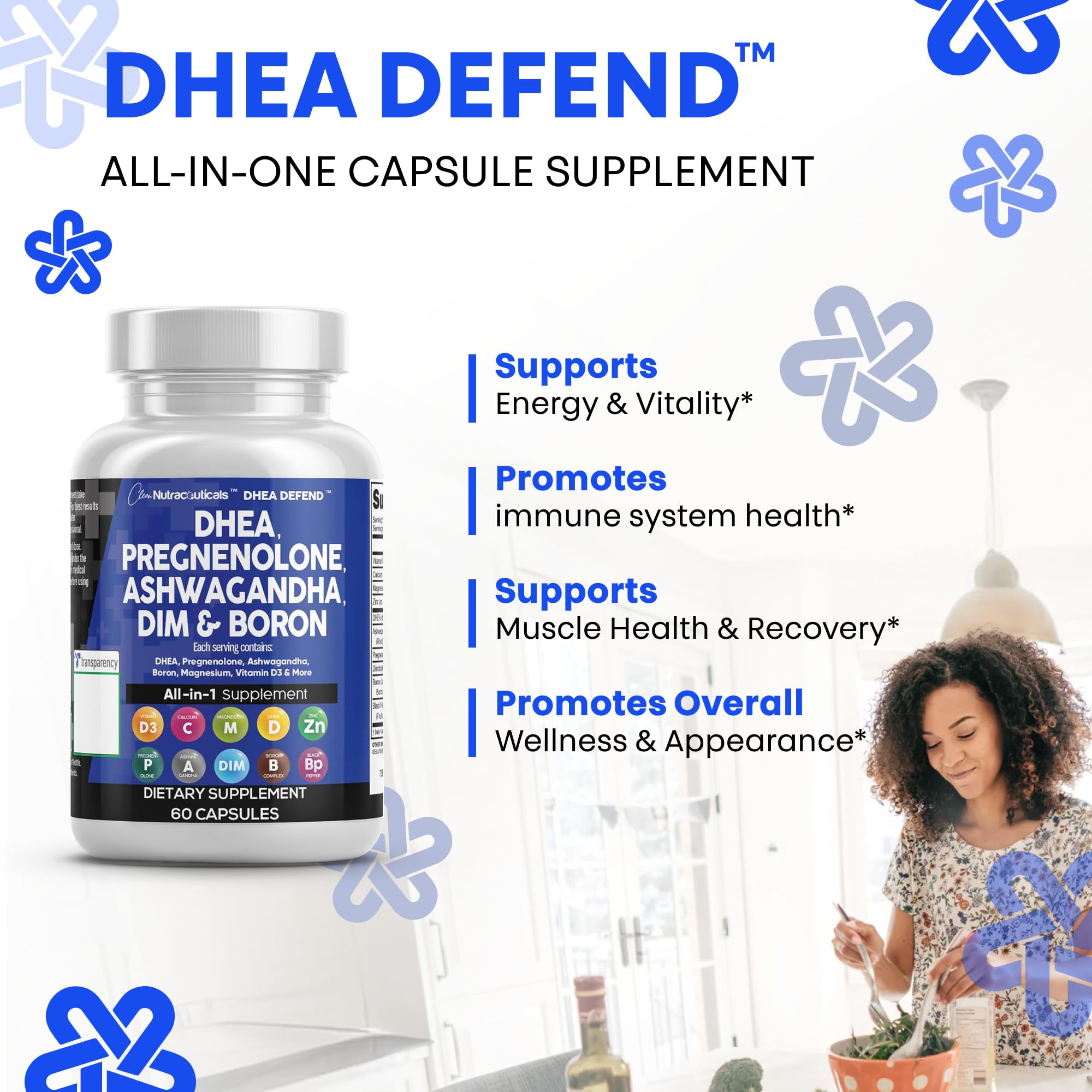 DHEA 200mg Supplement Pregnenolone 100mg for Men & Women with DIM Ashwagandha Boron 6mg Complex Calcium Magnesium Zinc 50mg Vitamin D3 5000 iu Hormone Support Capsules Pills - Made in USA 60 Ct Clean Nutraceuticals buy supplements canada
