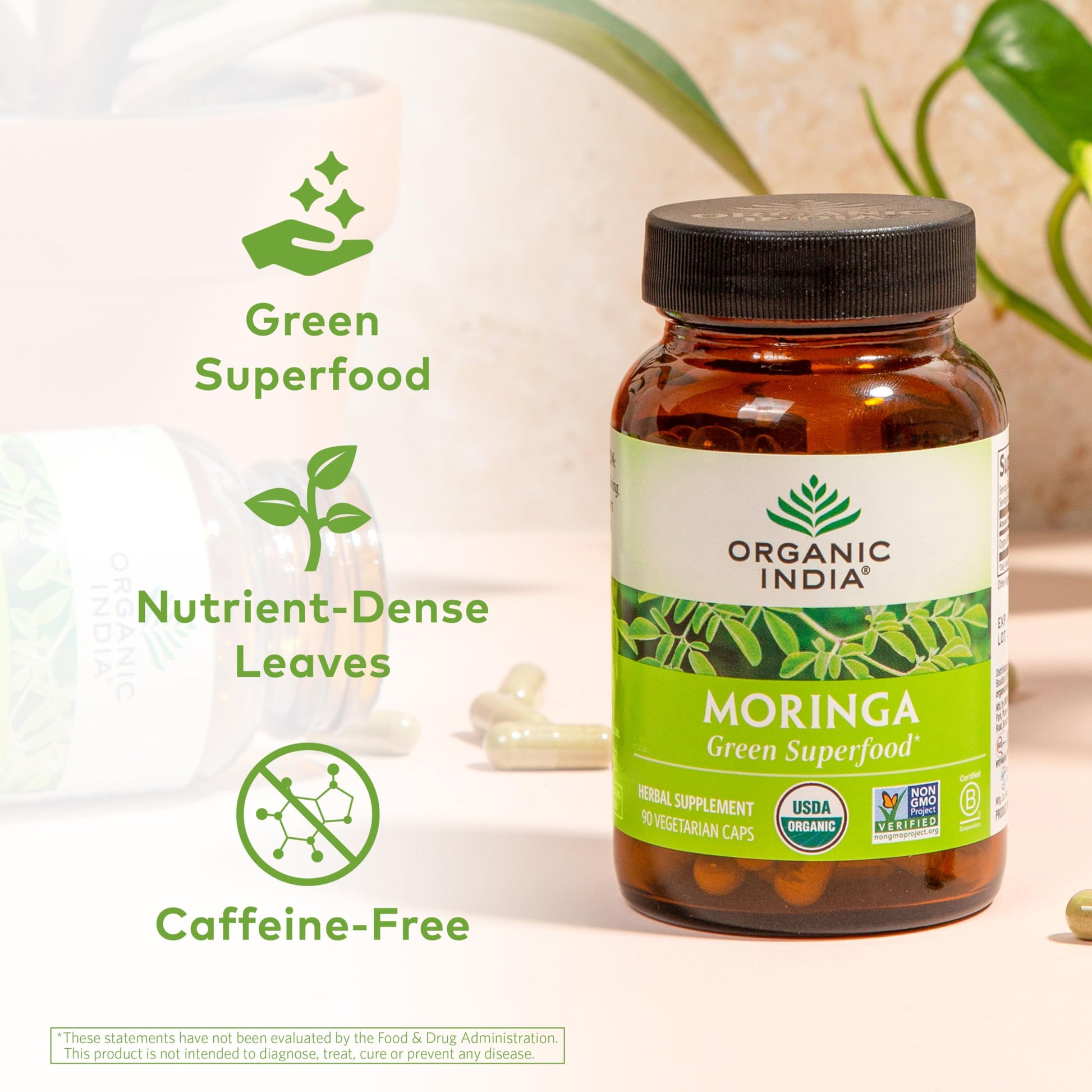 ORGANIC INDIA Moringa Herbal Supplement - Green Superfood, Nutrient Dense, Pure Plant Protein, Vitamin A, E, K, Iron, Calcium, Fiber, Vegan ORGANIC INDIA buy supplements canada