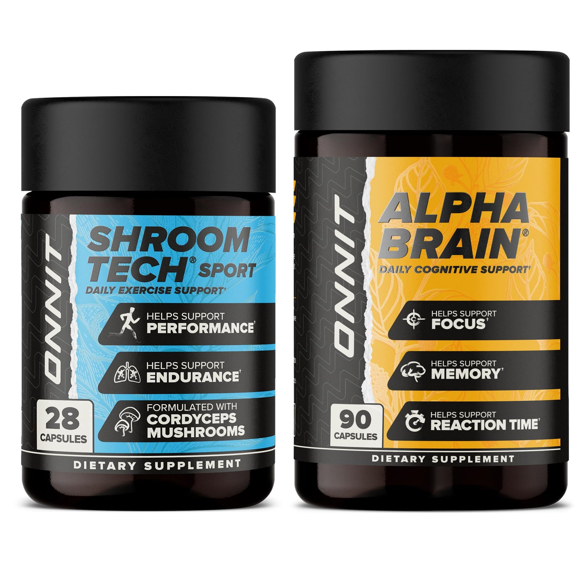 ONNIT Cognitive & Endurance Support Bundle: Alpha Brain Nootropic Capsules (90 Count) + Shroom Tech Sport Exercise Support Capsules (28 Count), IGEN Non-GMO Tested Focus, Energy & Endurance, 2 Pack ONNIT buy supplements canada