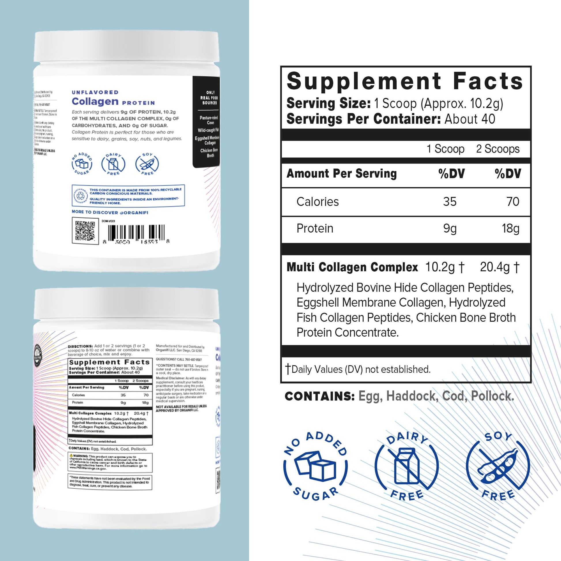 Organifi Unflavored Collagen Powder - Supports Stronger Skin, Nail, and Hair, 40 Servings Organifi buy supplements canada