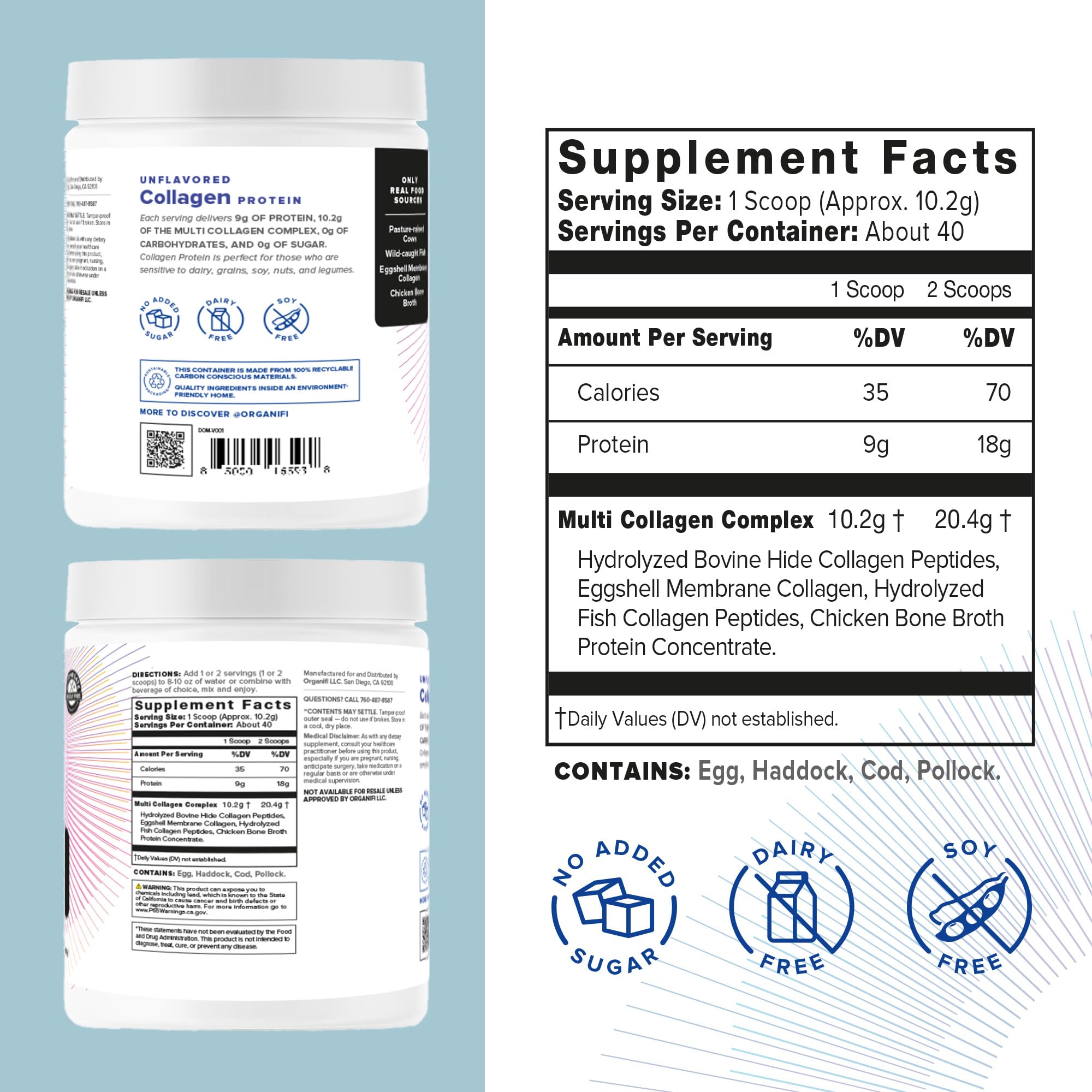 Organifi Unflavored Collagen Powder - Supports Stronger Skin, Nail, and Hair, 40 Servings Organifi buy supplements canada