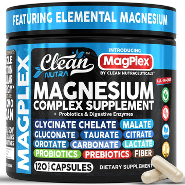 8in1 Magnesium Supplement Complex | Magnesium Glycinate Citrate Malate Gluconate Orotate Carbonate Lactate + Prebiotics Probiotics Digestive Enzymes Magnesio Clean Nutraceuticals buy supplements canada