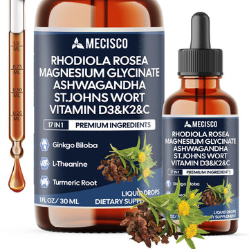17in1 Rhodiola Rosea Liquid Drops with blend Ashwagandha Magnesium, L-Theanine. Ultra Strength Rhodiola Cortisol Supplement, Rhodiola Root for Support Relaxation, Mood, Energy - 1 FL Oz - 60 Day Mecisco buy supplements canada