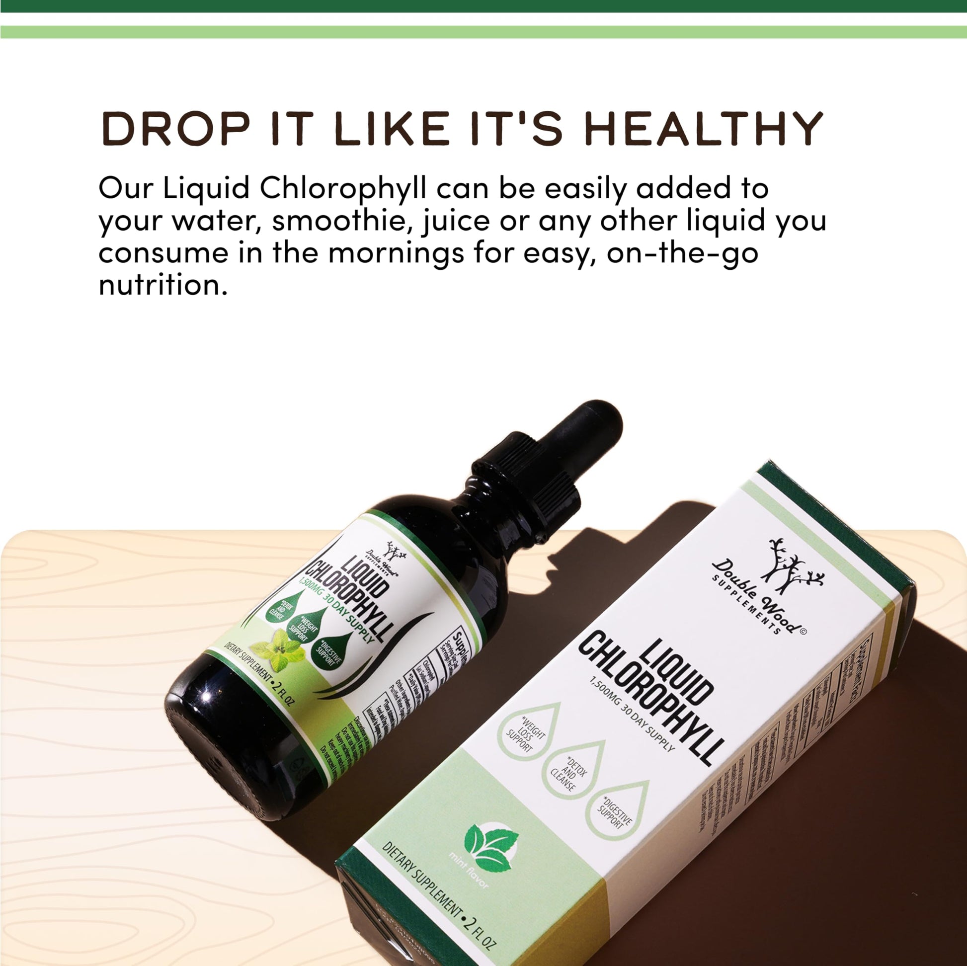 Chlorophyll Liquid Drops - for Digestion, Gut Health, Energy and Detox - Vegan Safe Double Wood Supplements buy supplements canada