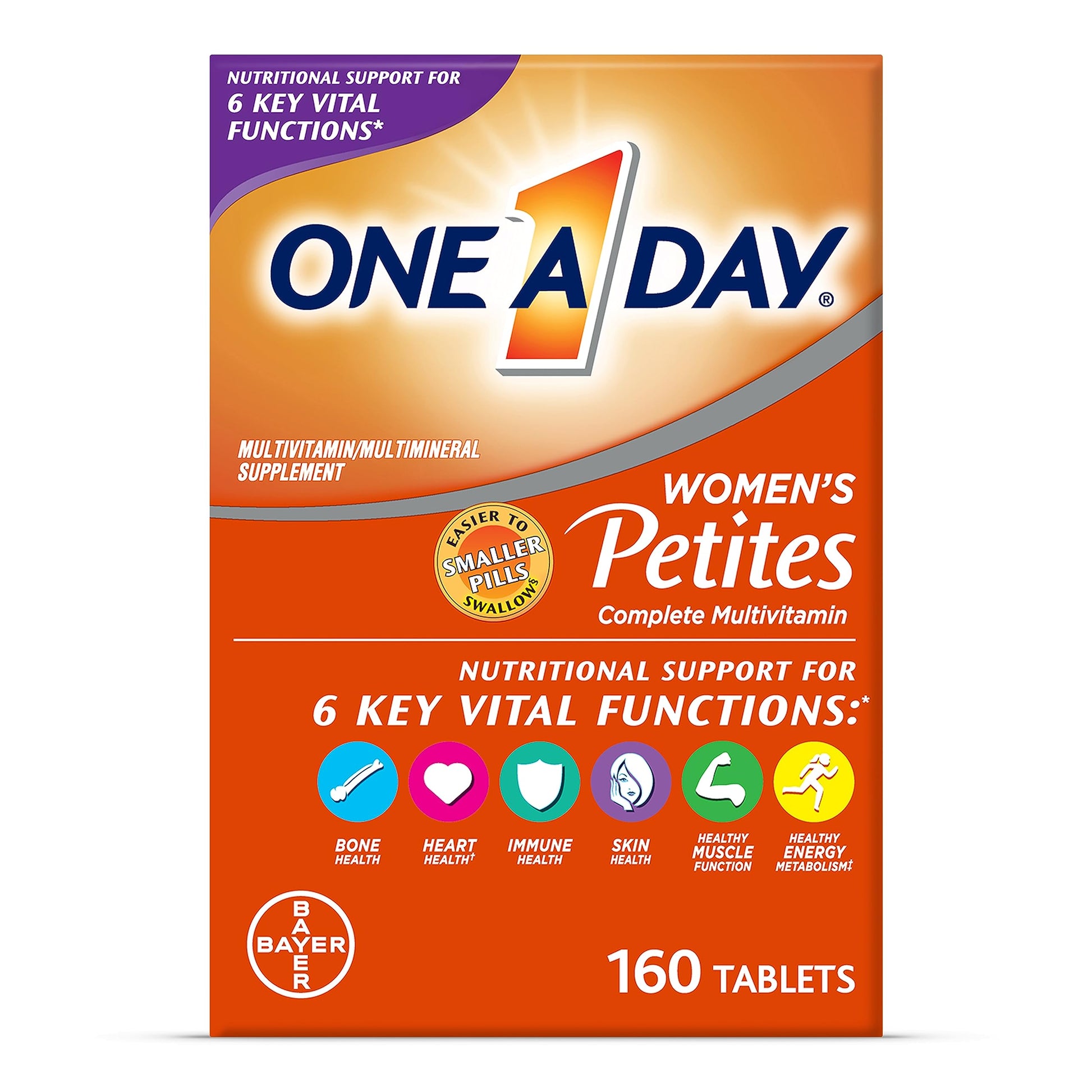 One A Day Women’s Petites Multivitamin,Supplement with Vitamin A, C, D, E and Zinc for Immune Health Support, B Vitamins, Biotin, Folate (as folic acid) & more,Tablet, 160 count ONE A DAY buy supplements canada