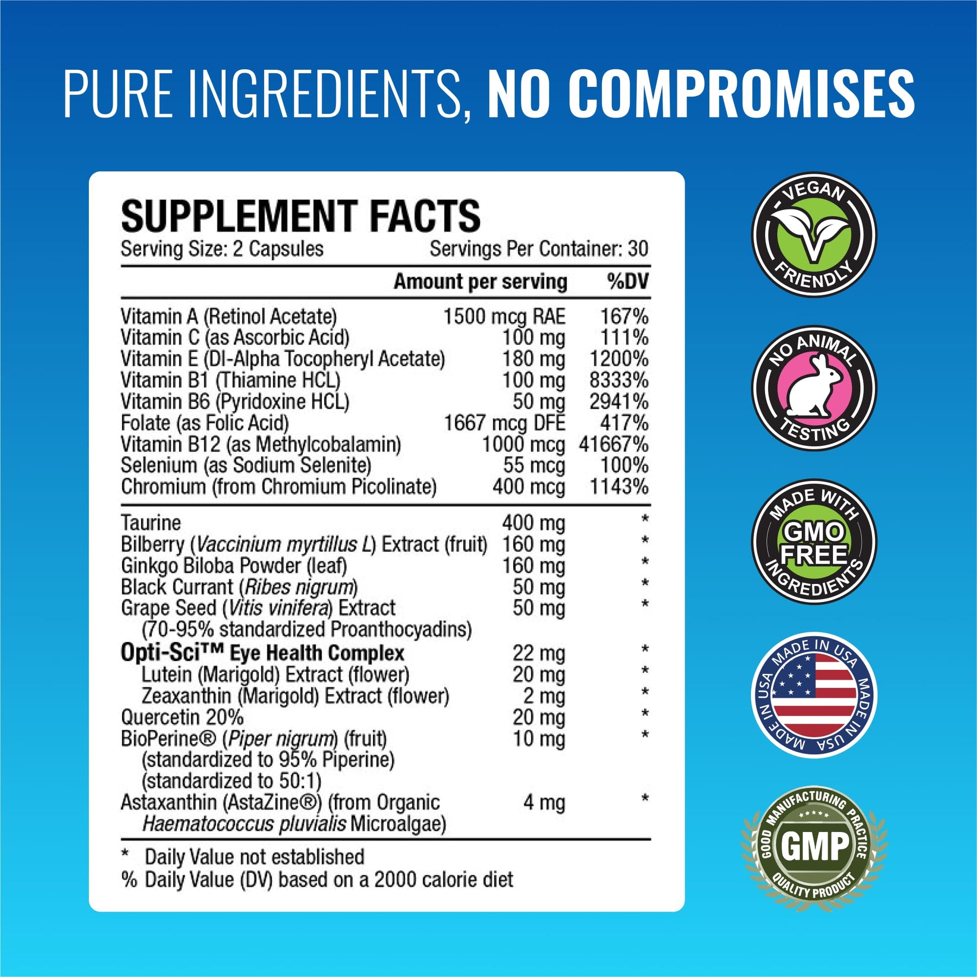 Approved Science EyeSyl - Eye Support Supplement - Chromium Picolinate, Taurine, Lutein, Zeaxanthin, Bilberry, BioPerine - 1 Month Supply - 60 Capsules - Made in The USA Approved Science buy supplements canada