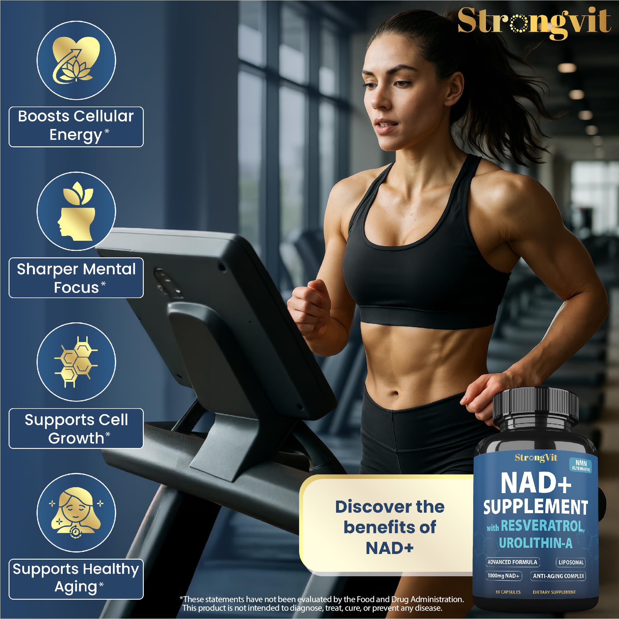 1000mg NAD Supplement with Resveratrol - Advanced Liposomal NAD+ Supplements for Men and Women - Anti-Aging Cell Regenerator - 60 NAD Plus Capsules for Energy & Cellular Health StrongVit buy supplements canada