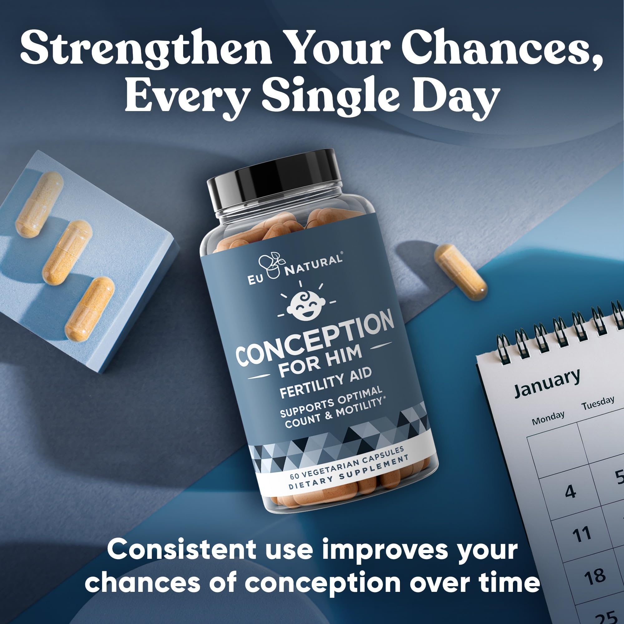 Eu Natural Conception for Him - Male Fertility Supplements with Ashwagandha, Folate & Zinc - Sperm Count, Motility & Strength Support Eu Natural buy supplements canada