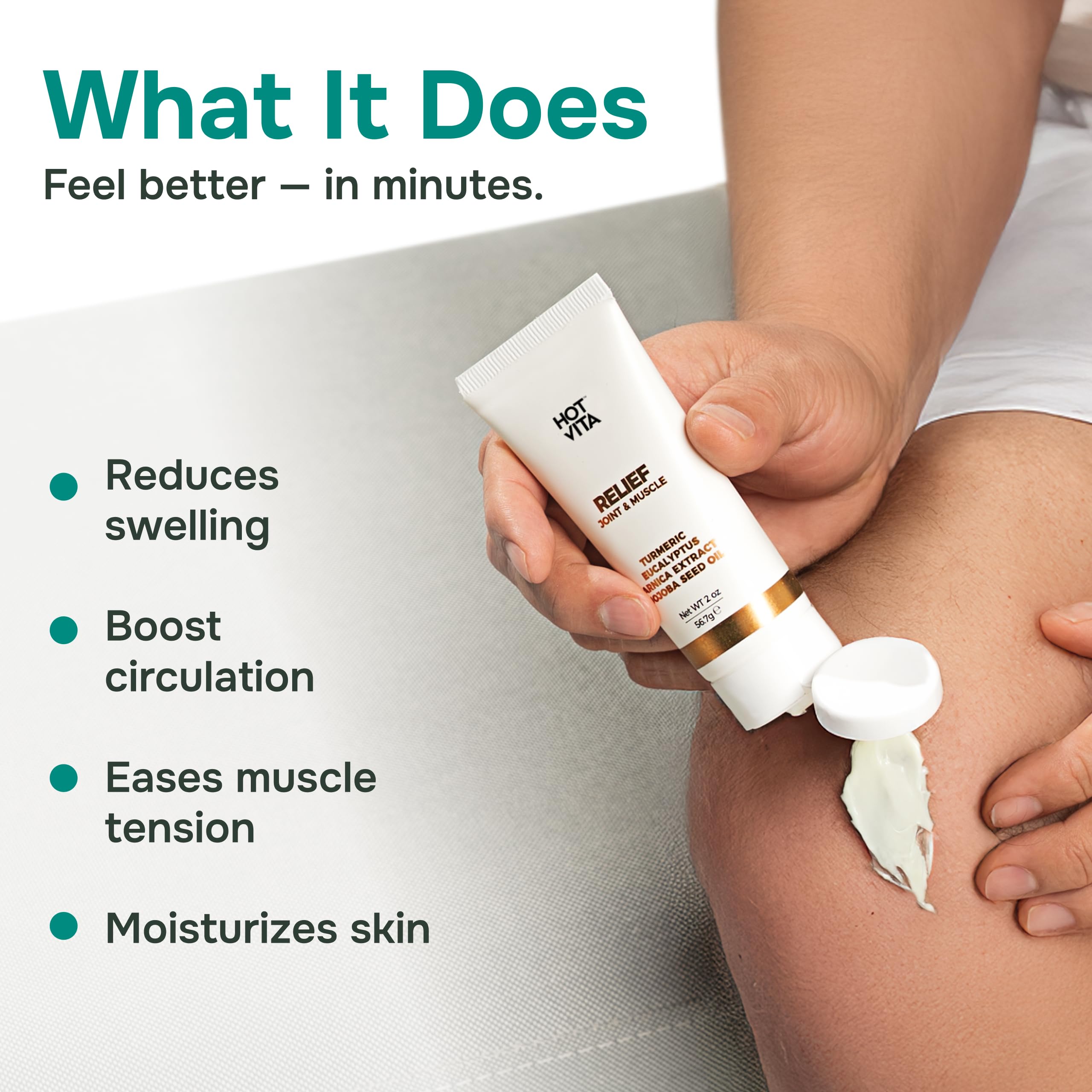 Hot Vita Relief Gel - Plant-Based Cooling Gel with Arnica, Turmeric & Eucalyptus - Soothing Formula for Muscle Fatigue, Tired Legs Hot Vita buy supplements canada