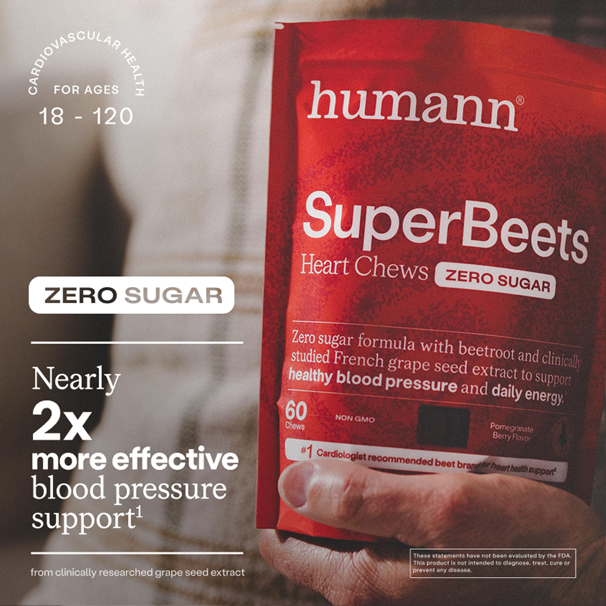 Humann SuperBeets Heart Chews Zero Sugar, Beet Root Supplement, Energy, Nitric Oxide and Blood Pressure Support, Grape Seed Extract & Non-GMO Humann buy supplements canada