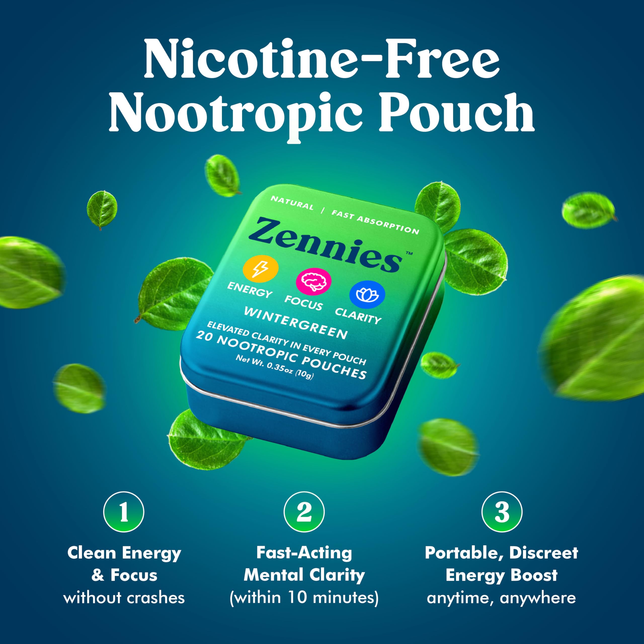 Zennies Caffeine Nootropic Pouches with Alpha GPC, L-Tyrosine & L-Theanine, Lion's Mane, Cordyceps, Reishi - Nicotine Free, No Sugar or Artificial Sweeteners Nootropic Energy Pouches, Wintergreen 1 PK Parrox buy supplements canada
