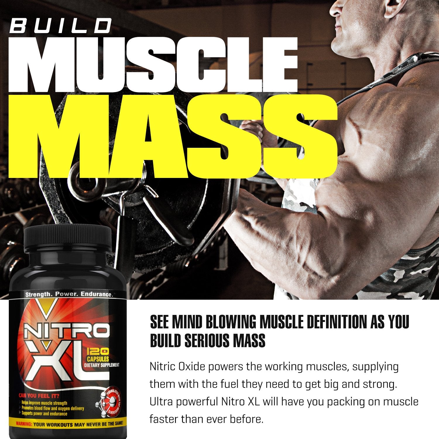 Nitro XL | Nitric Oxide Bodybuilding Supplement – with L-Arginine | Build Muscle Mass Nitro XL buy supplements canada