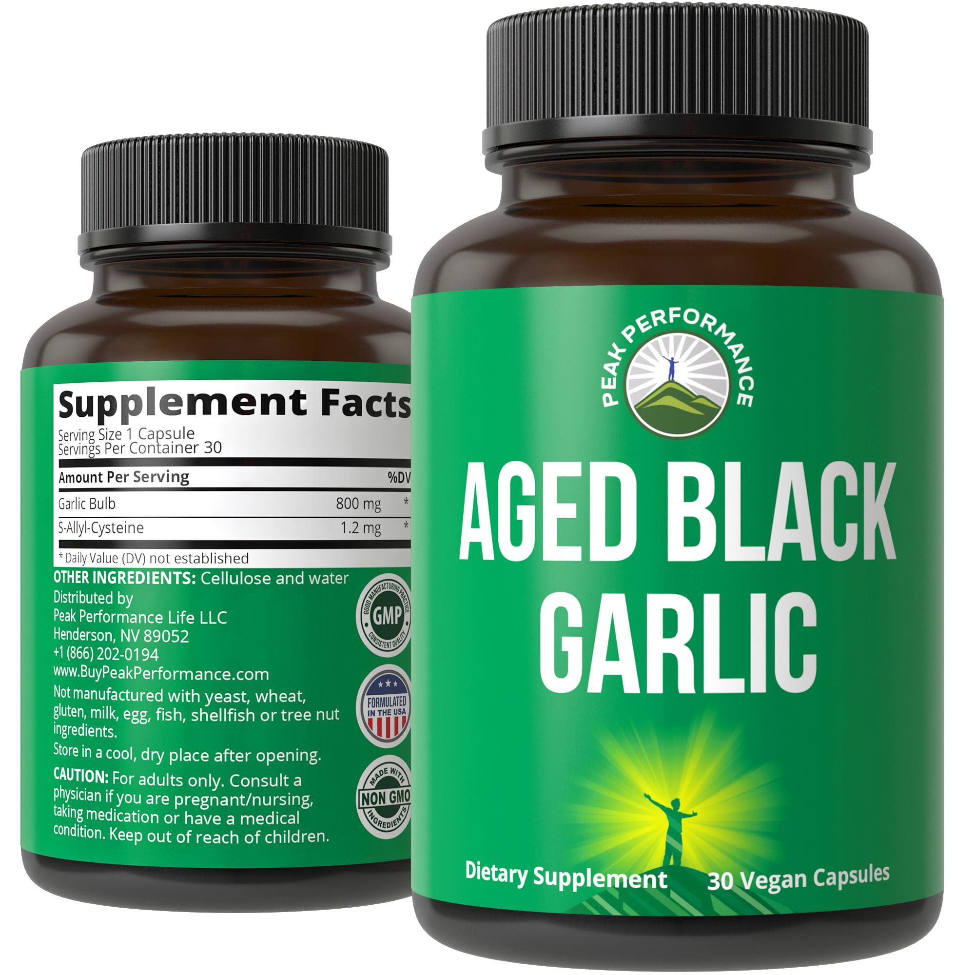 Peak Performance Aged Black Garlic Capsules. Raw Vegan Pure Odorless Extract Supplement Pills for Cholesterol, and Immune Support. from Garlic Bulb with S-Allyl Cysteine and Antioxidants Peak Performance buy supplements canada