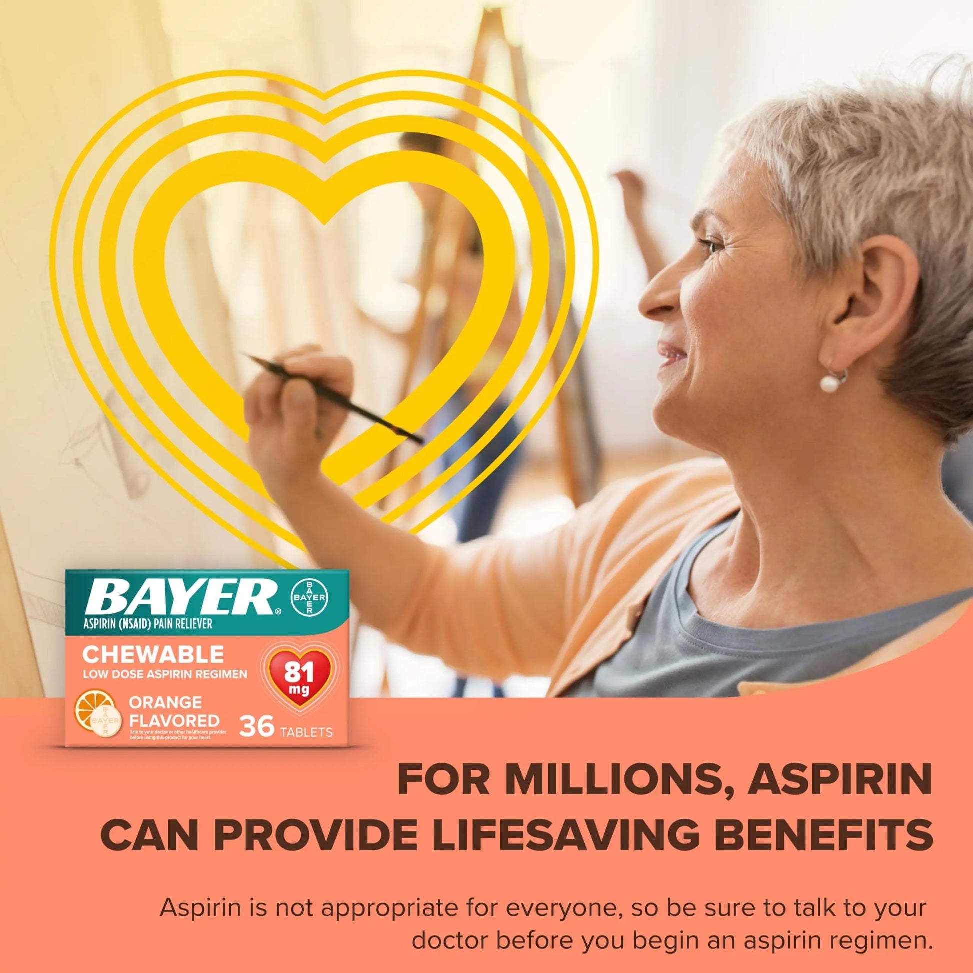 Bayer Aspirin Low Dose 81 mg Chewable Tablets, Pain Reliever, Orange Flavored, 216 Tablets (6 Pack) Bayer buy supplements canada