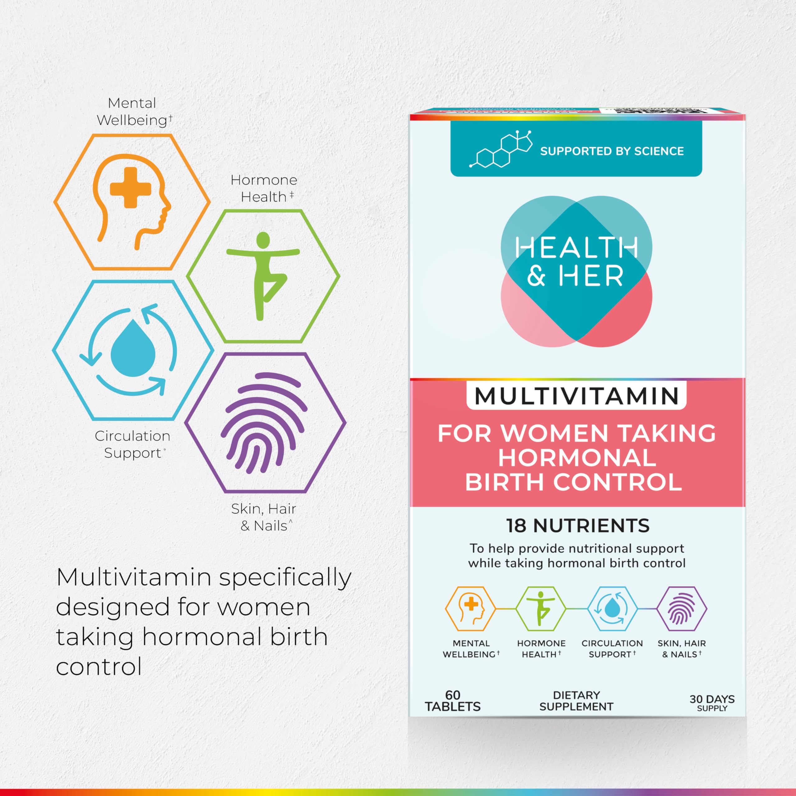 Health & Her Multivitamin Supplement for Women Taking Birth Control - Nutrition Support - 1 Month Supply, 60 Tablets - Vegan & Gluten Free Health and Her buy supplements canada
