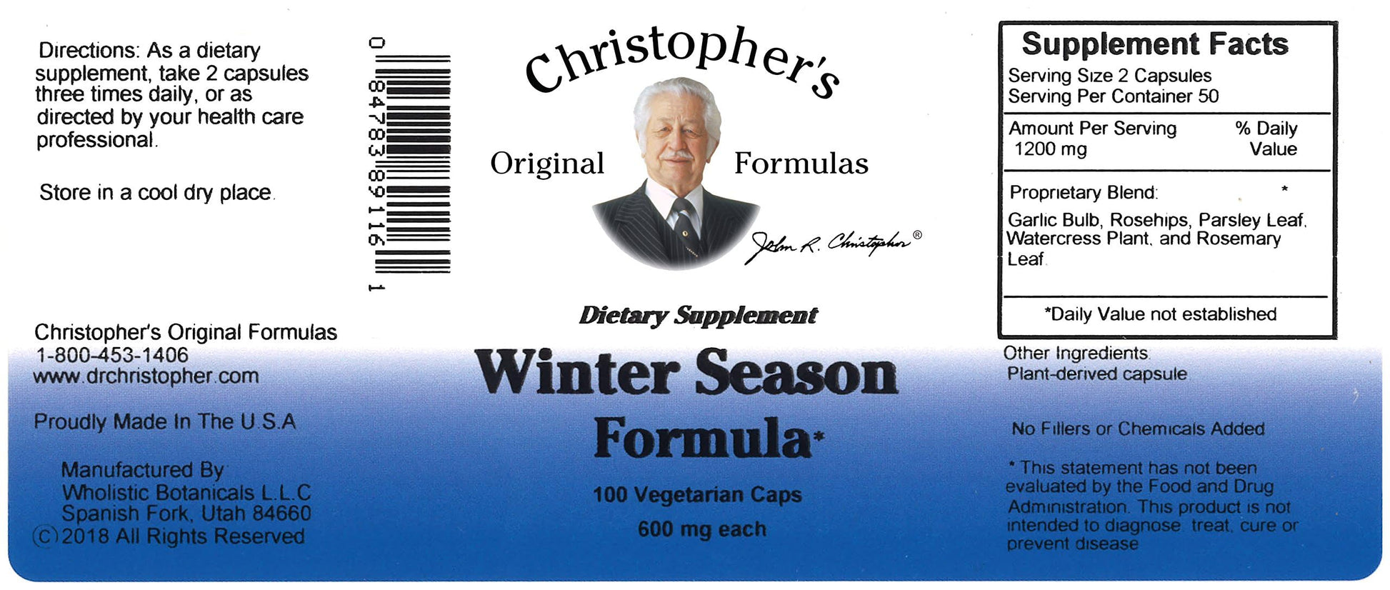 Christopher's Original Formulas Winter Season Formula, 100 Vegetarian Capsules Christopher's Original Formulas buy supplements canada
