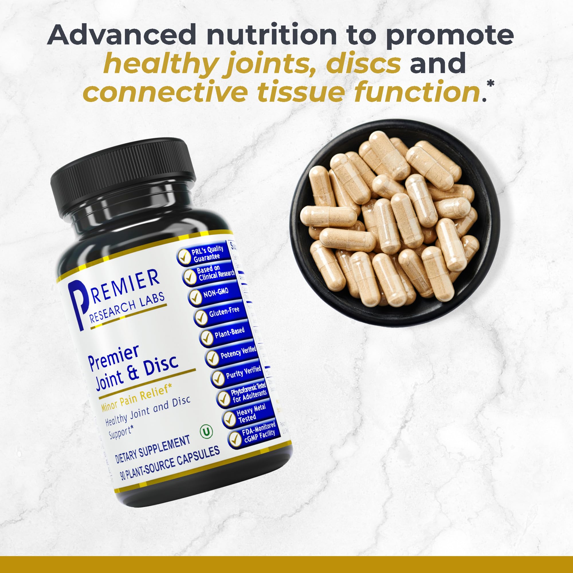 Premier Research Labs Joint & Disc Support Supplement - for Men & Women, Glucosamine, Joint Mobility and Muscle Health, Cartilage Repair, Gluten Free, Plant-Sourced - 90 Capsules Premier Research Labs buy supplements canada
