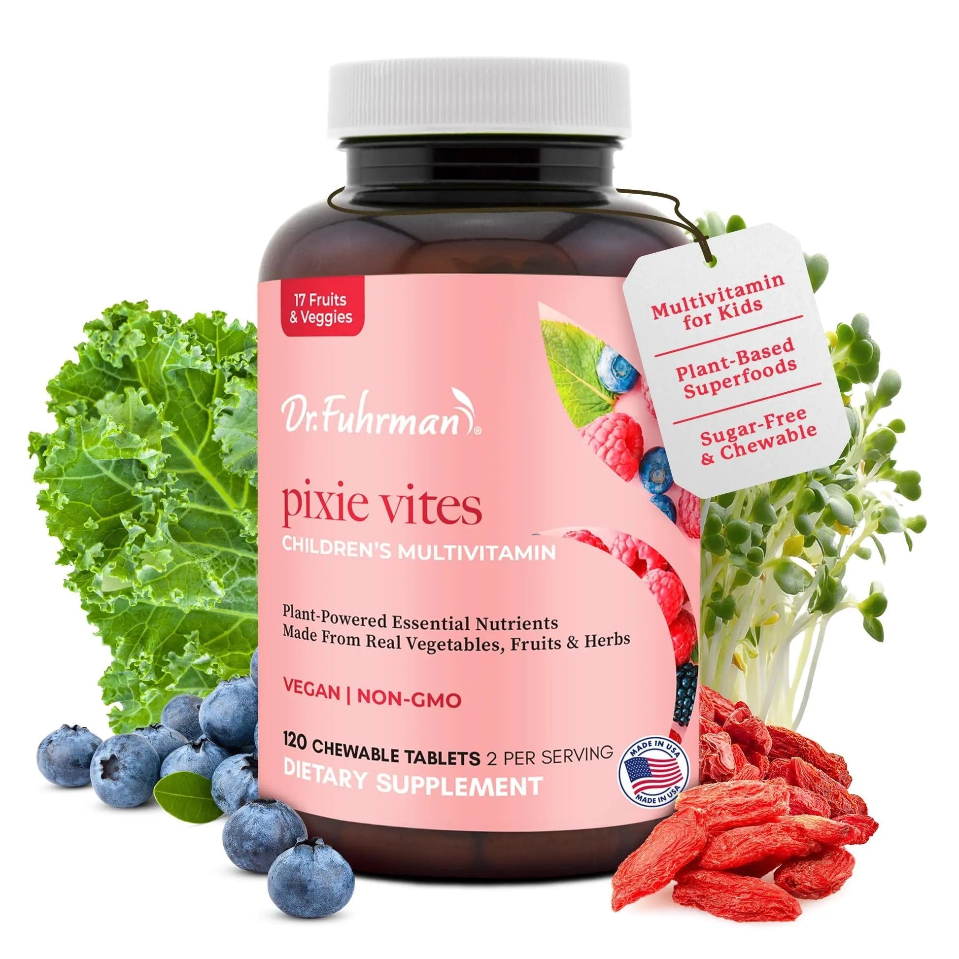 Dr. Fuhrman Pixie Vites Chewable Children's multivitamin | Whole Food Kids Multi with Vitamin D3, K2 & Zinc | Dr. Fuhrman buy supplements canada