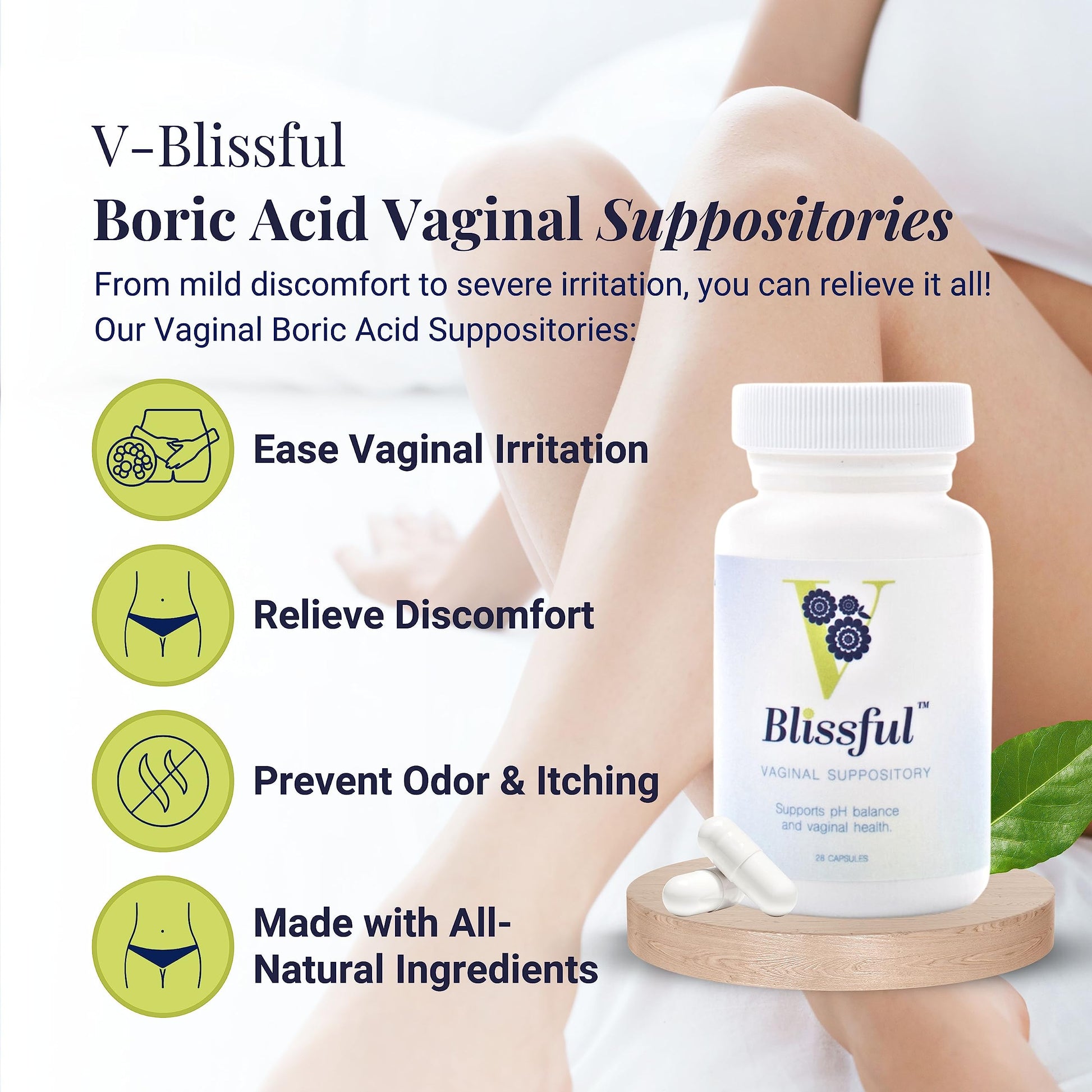 V Blissful - Boric Acid Suppositories Helps with Yeast Infections - Effective Feminine Care with Boric Acid, Perfect V Blissful buy supplements canada