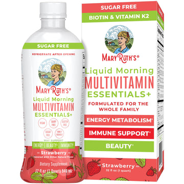 MaryRuth's Liquid Morning Multivitamin Essentials+ | Vitamin A C D E B6 B12 K2 Biotin Zinc | Mens Womens Multivitamin | Immune Support | Beauty | Sugar Free | Vitamins for Ages 1+ | Vegan | 32 Fl Oz MARYRUTH'S buy supplements canada