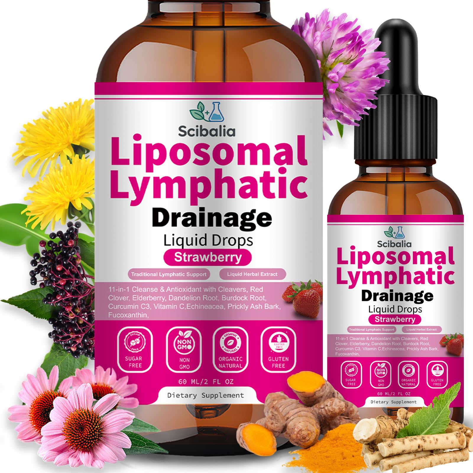 Scibalia Liposomal Lymphatic Drainage Drops, 11-in-1 Organic Lymphatic Support with Red Clover Echinacea Elderberry Burdock Root for Lymph Cleanse Immune Support & Daily Detox Vegan Non-GMO Scibalia buy supplements canada
