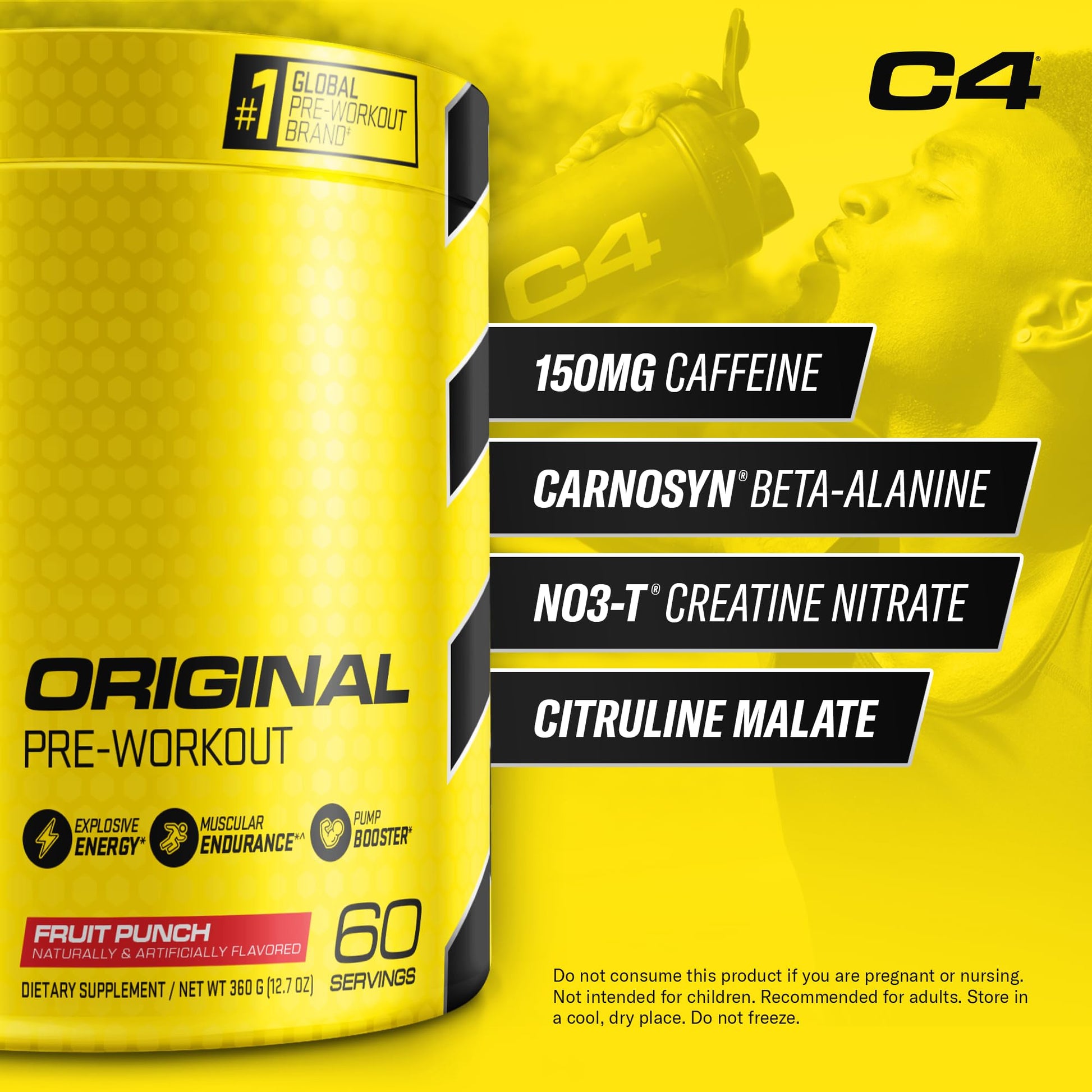 C4 Original Pre Workout Powder Fruit Punch - Vitamin C for Immune Support - Sugar Free Cellucor buy supplements canada